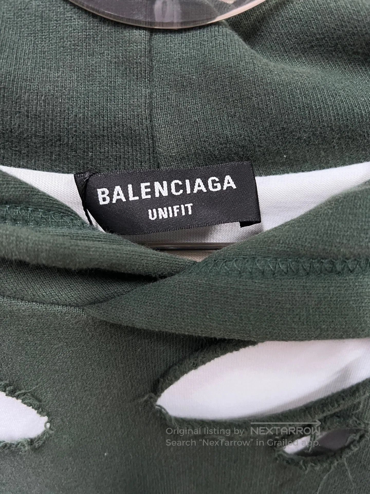 Balenciaga distressed balenciaga logo hoodie in dark green. Size US L / EU 52-54 / 3 - 3 Thumbnail