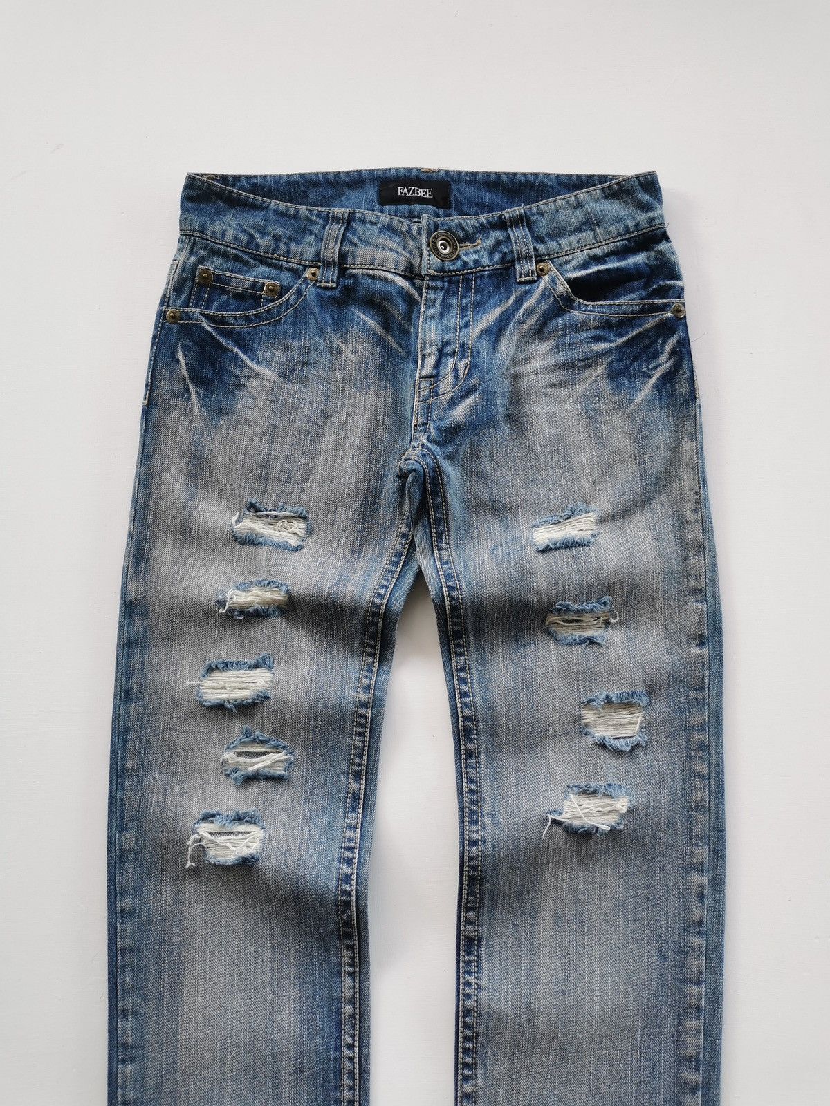 Japanese Brand Fazbee Japan British Flag Distressed Style Denim Jeans Size 30" / US 8 / IT 44 - 3 Thumbnail