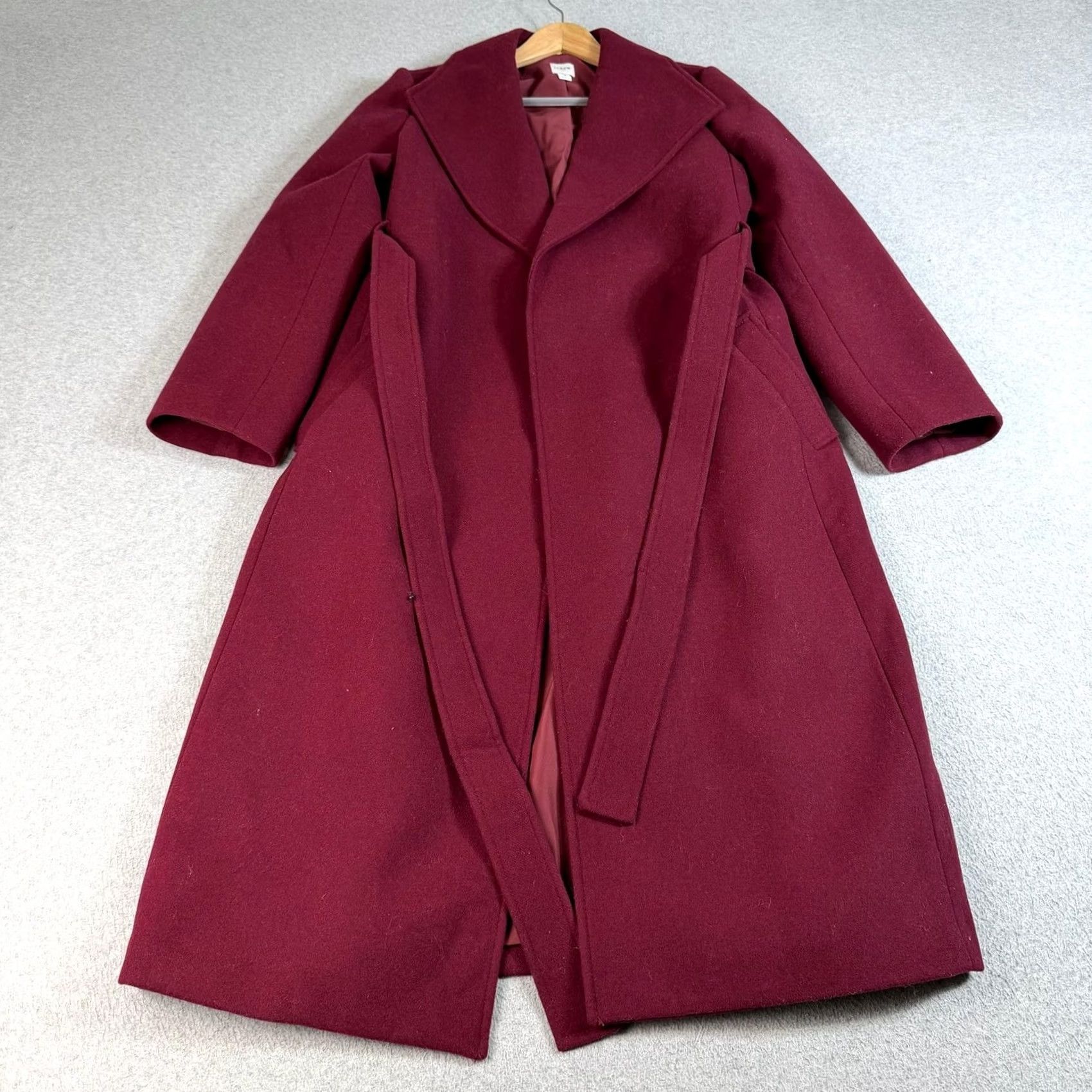 J.Crew J.CREW Overcoat Women 8 Red Wool Blend Long Belted Winter Coat Heritage Academia Size M / US 6-8 / IT 42-44 - 2 Thumbnail