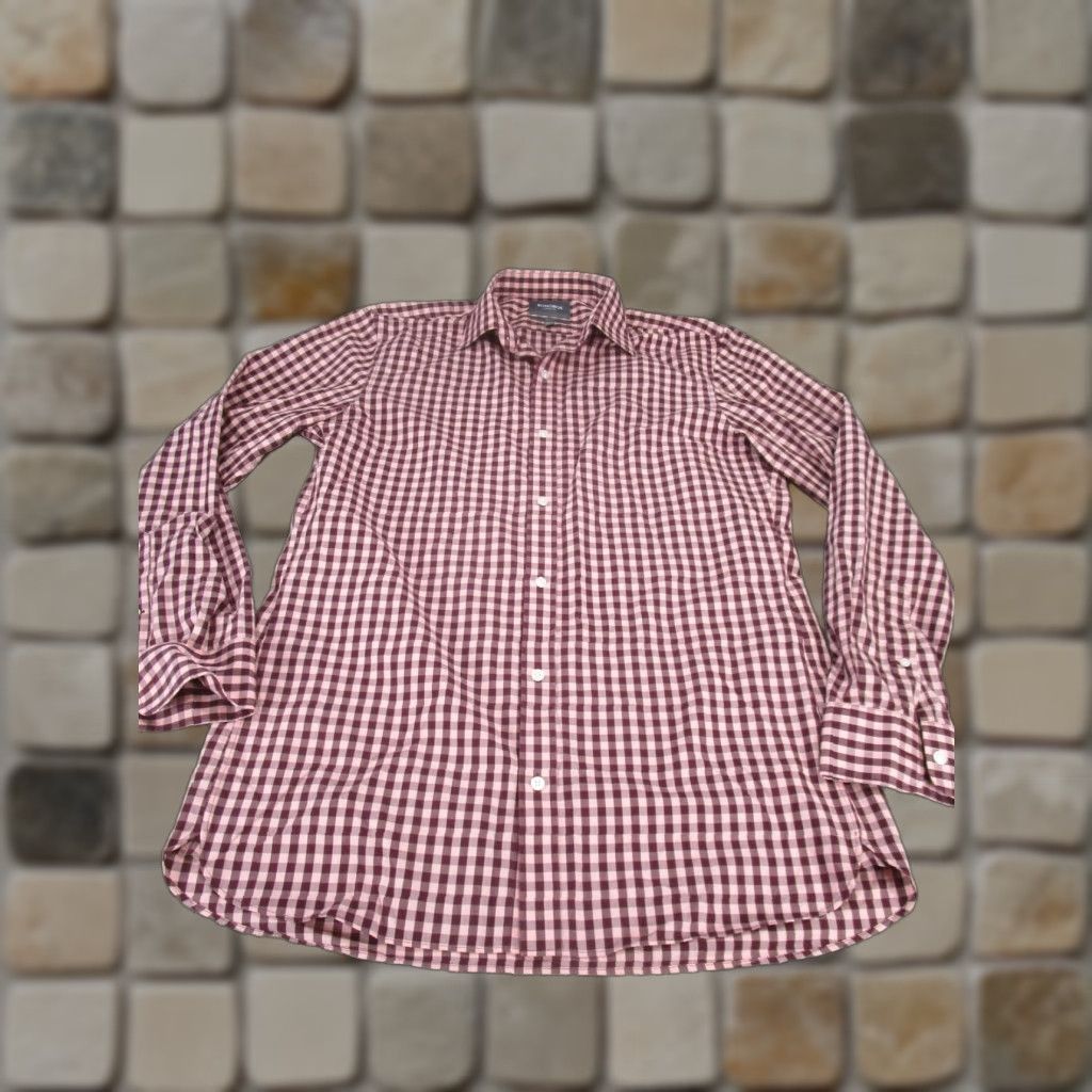Bonobos VINTAGE Bonobos Dress Shirt Slim Fit Long Sleeve 16.5 Red Check Mens Size 42R - 1 Thumbnail