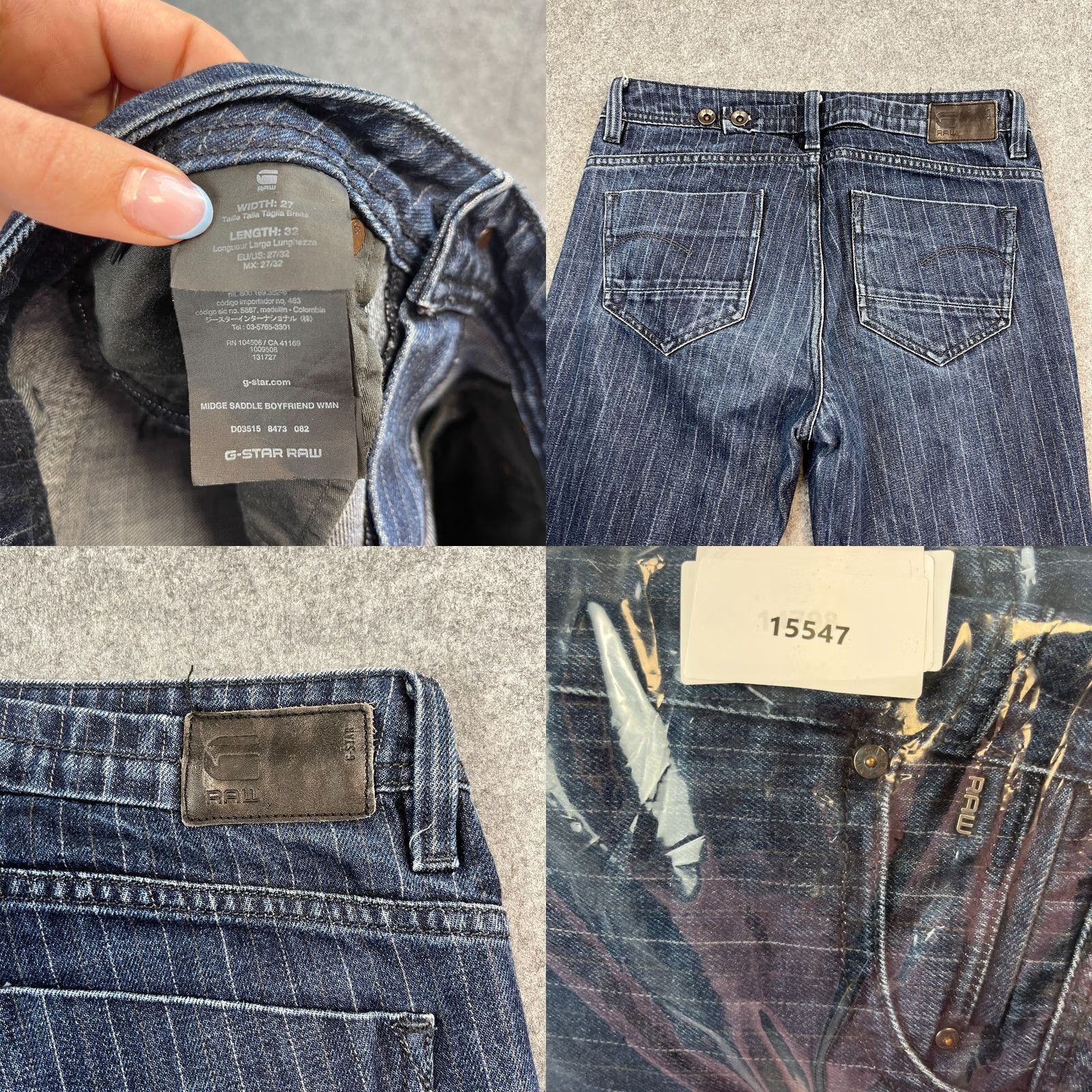 G-Star G-Star Womens Boyfriend Jeans 27 32 Cuffed Dark Blue Midge Saddle Jeans Size 27" / US 4 / IT 40 - 9 Thumbnail