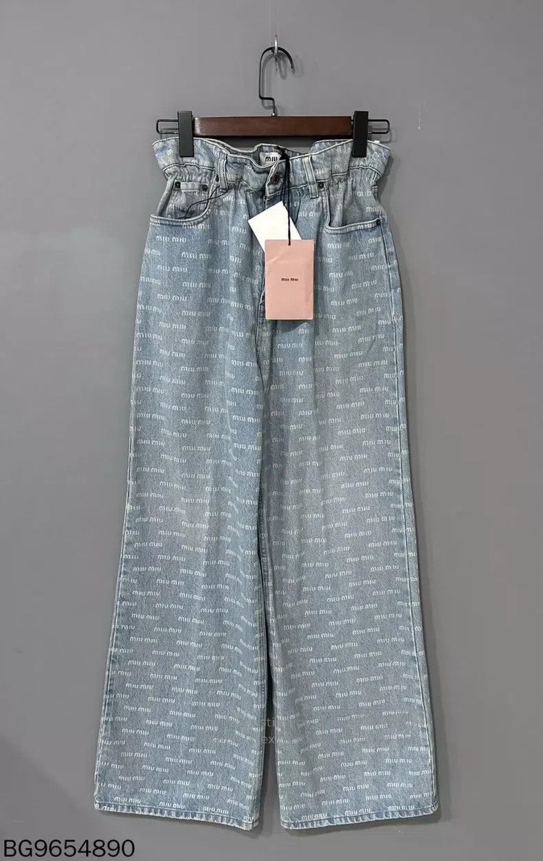 Miu Miu Miu Miu 26 Full-printed wide-leg jeans Size 26" / US 2 / IT 38 - 1 Thumbnail