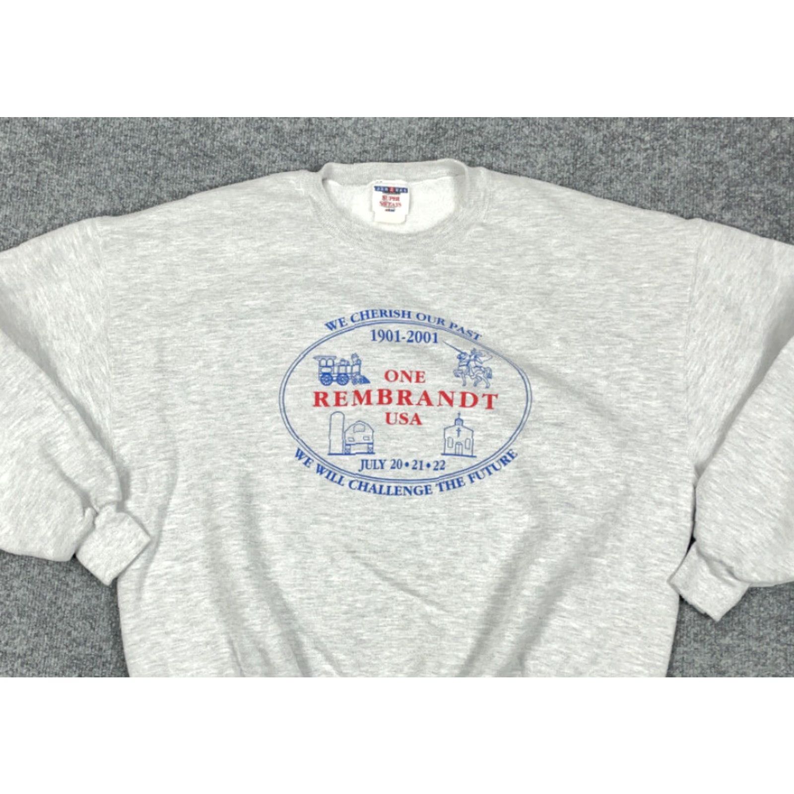 Jerzees Vintage Y2K Jerzees Super Sweats Rembrandt USA Sweatshirt Adult XL Gray Graphic Pullover 2001 Size US XL / EU 56 / 4 - 3 Thumbnail