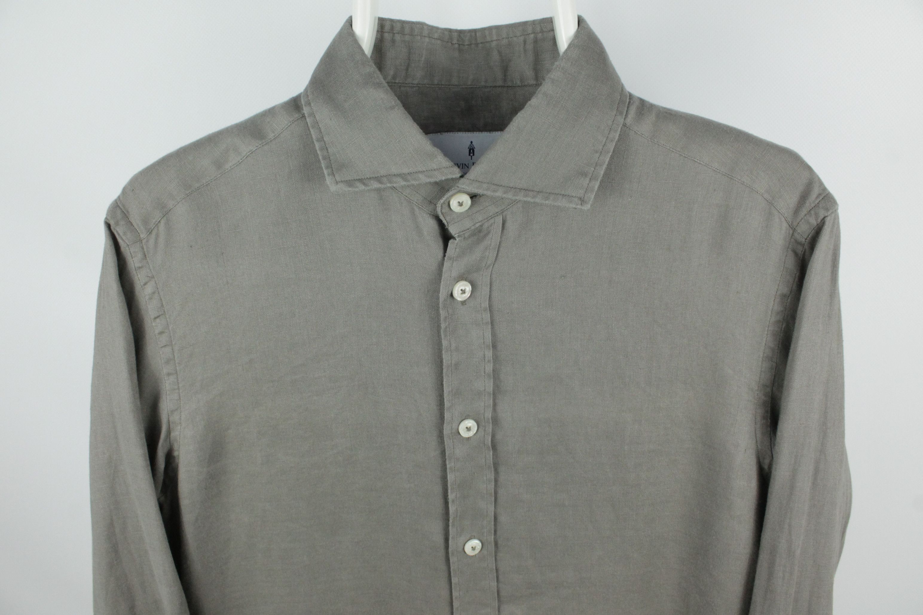 Other Kevin Blake Slim Fit Gray Linen Shirt Men's Size US M / EU 48-50 / 2 - 2 Thumbnail