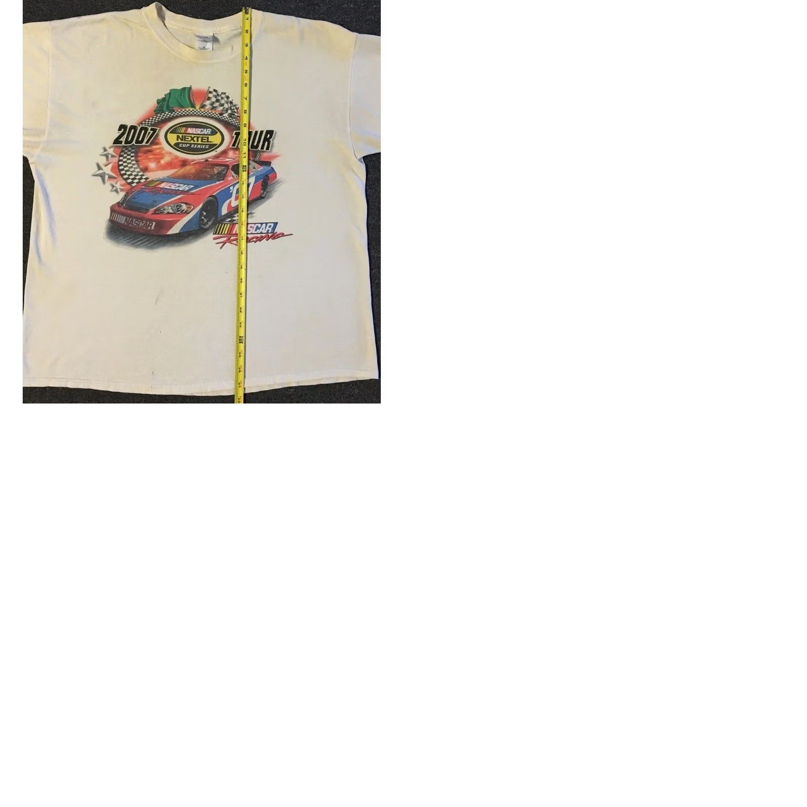 NASCAR VINTAGE NASCAR Shirt L White 90s Grunge Biker Cars Racing Distressed All Over Print Mens XL Size US L / EU 52-54 / 3 - 11 Thumbnail