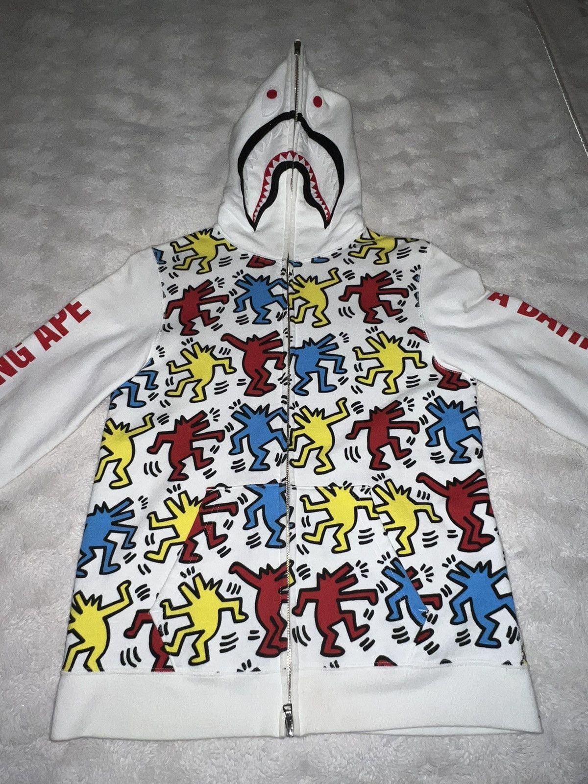 Bape Bape x Keith Haring Shark Full Zip Hoodie Grailed