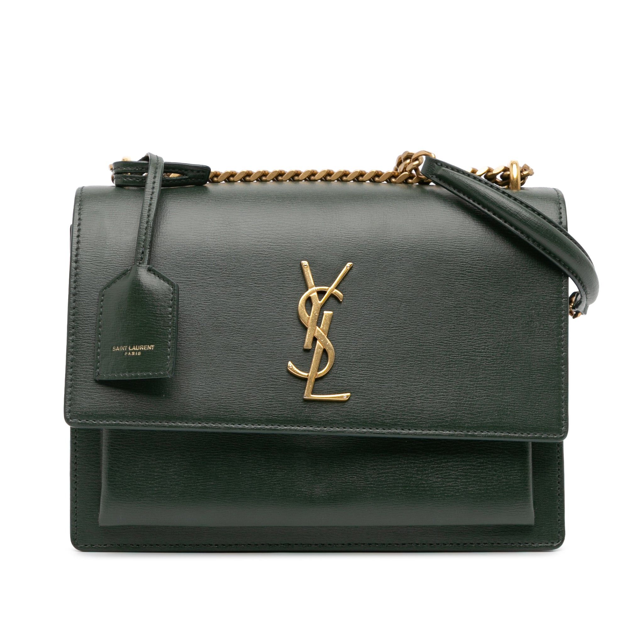Saint Laurent Paris Saint Laurent Medium Leather Monogram Sunset Crossbody Green Size ONE SIZE - 1 Thumbnail