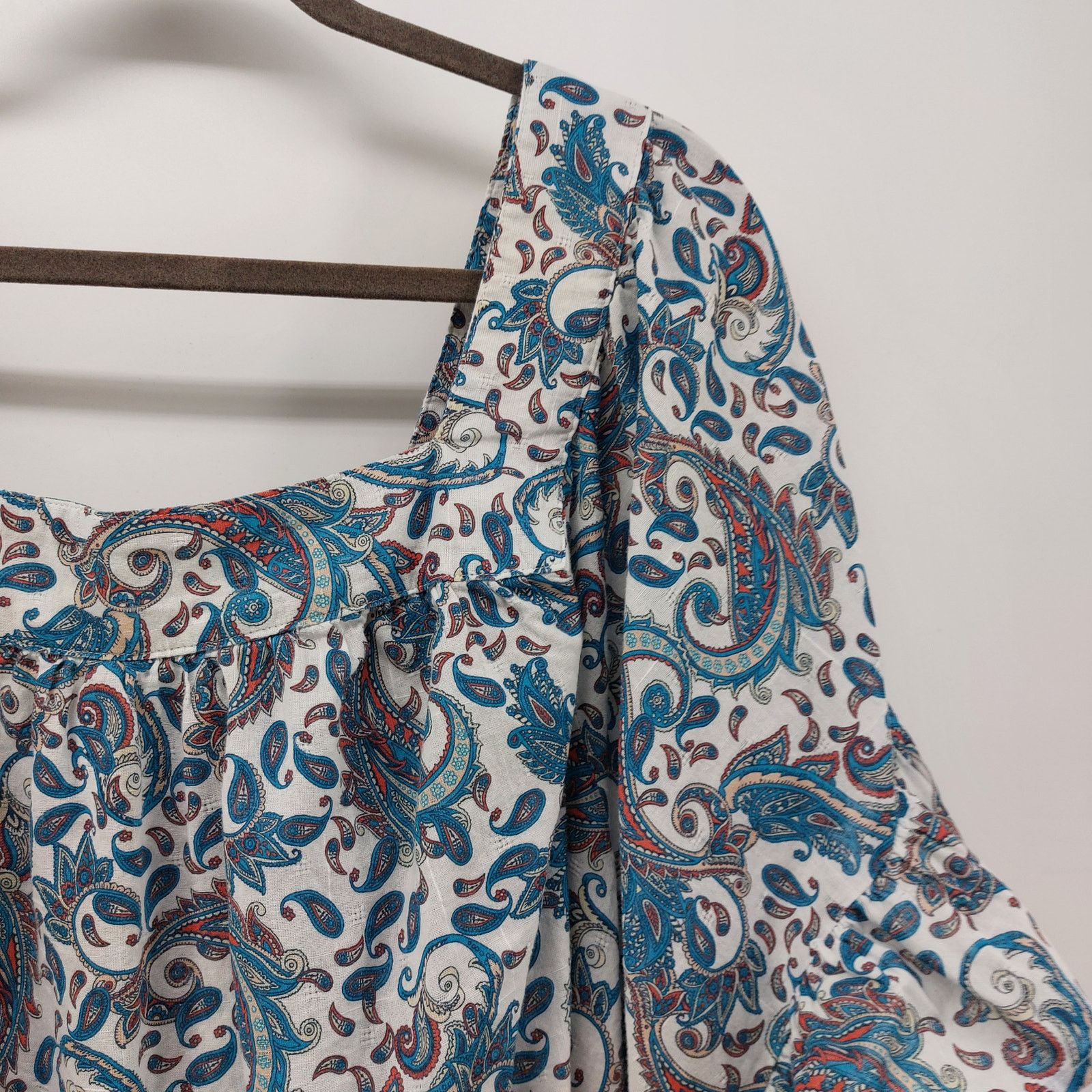 Other Terry & Sky 2X 20W-22W Blouse Paisley Print Ruffle Blue Cute Size XXL / US 16-18 / IT 52-54 - 8 Thumbnail