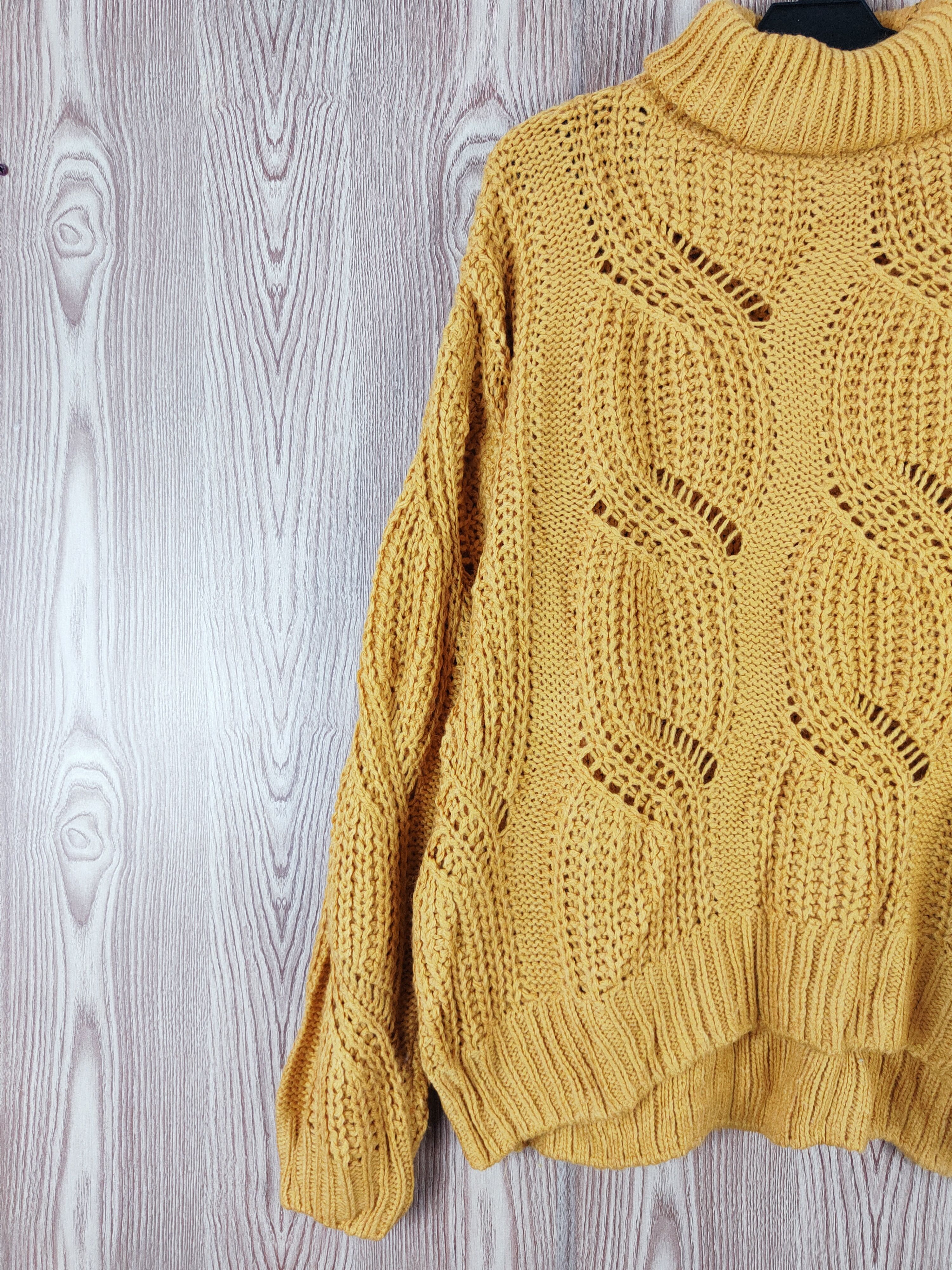 Japanese Brand H&M Mustard Knitwear crochet Sweatshirts #W312 Size M / US 6-8 / IT 42-44 - 3 Thumbnail