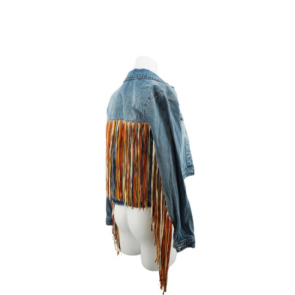 Scully Leather Vintage Scully Fringe Denim Jacket Size XS Size XS / US 0-2 / IT 36-38 - 3 Thumbnail