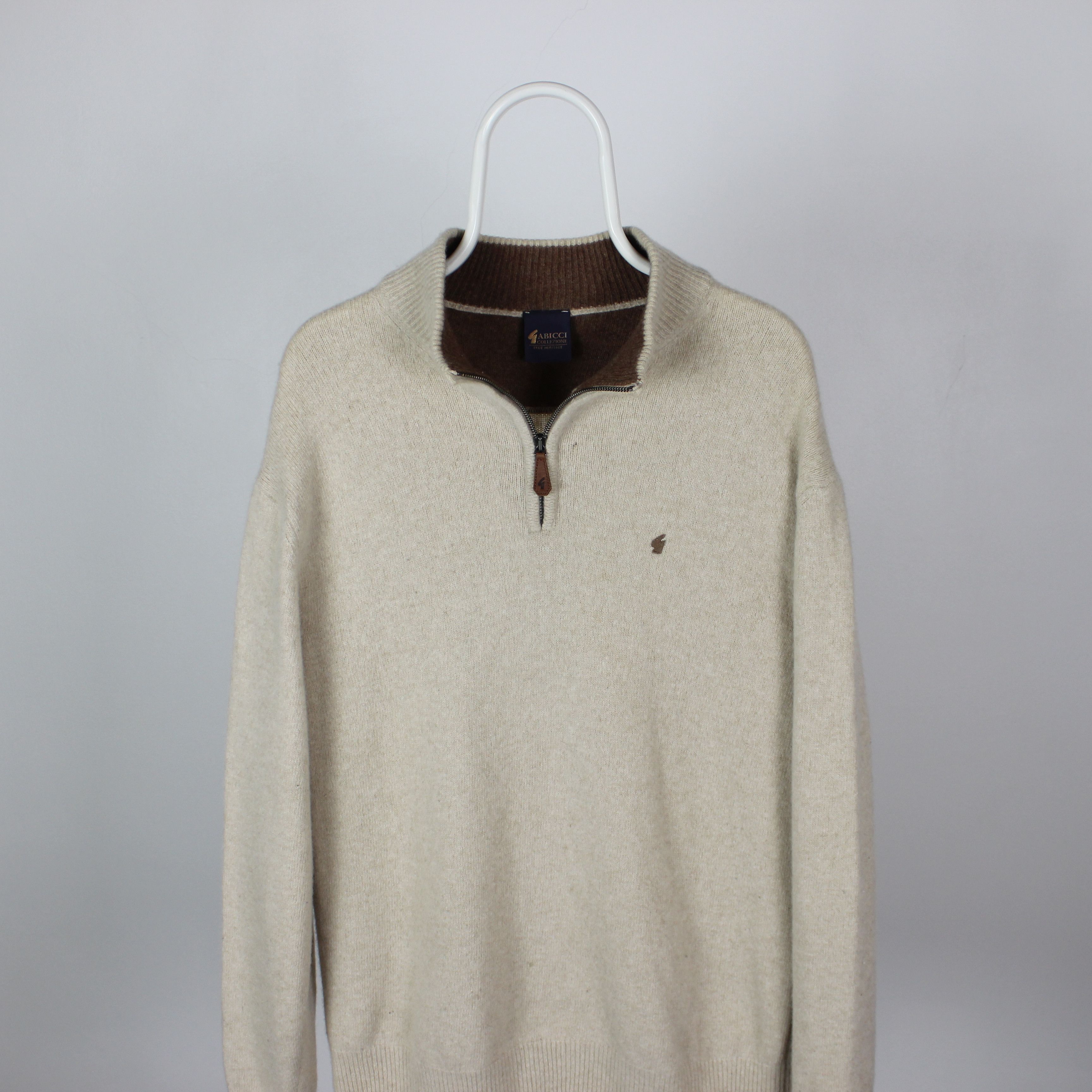 Gabicci Gabicci zip sweater beige pure wool Collezione True L XL Size US XL / EU 56 / 4 - 2 Thumbnail
