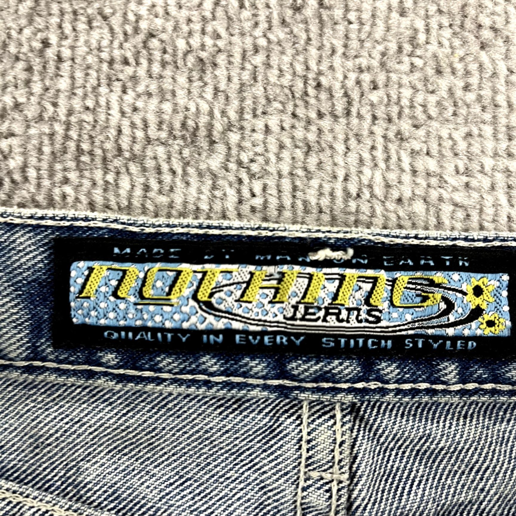 Denime NOTHING Jeans Womens Blue Wide Flared Denim USA Flag Patriotic Y2K 14 Regular Jeans Women's Size 14 Blue USA Patch? Size 36" / US 14 / IT 50 - 4 Thumbnail
