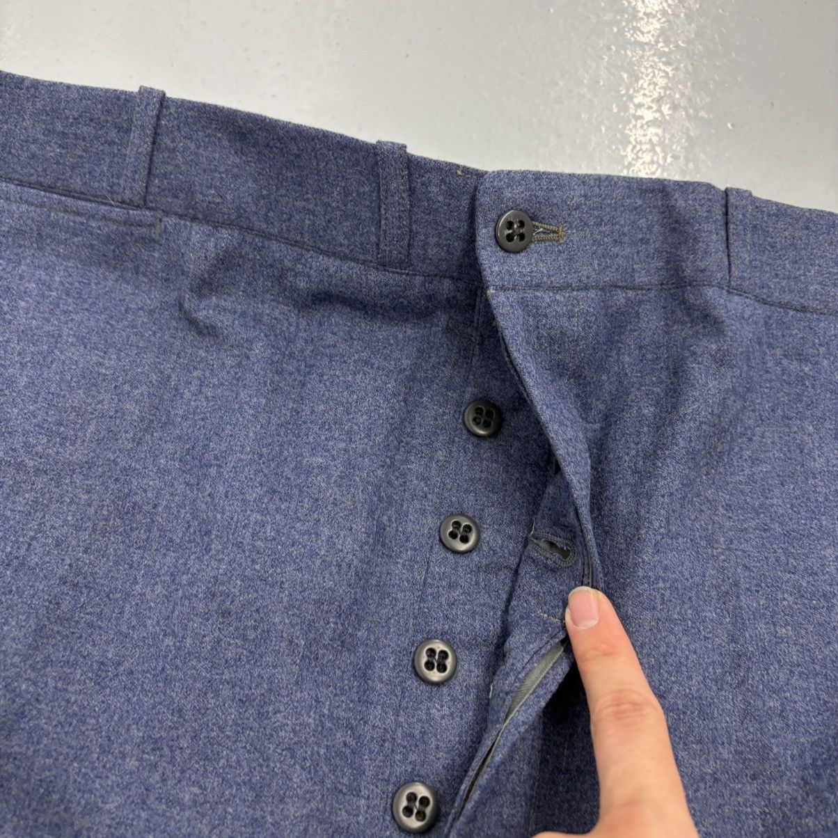 Other NOS Vintage 50s Blue Wool Buttonfly Wide Leg Trousers 38x26 Size US 38 / EU 54 - 2 Thumbnail