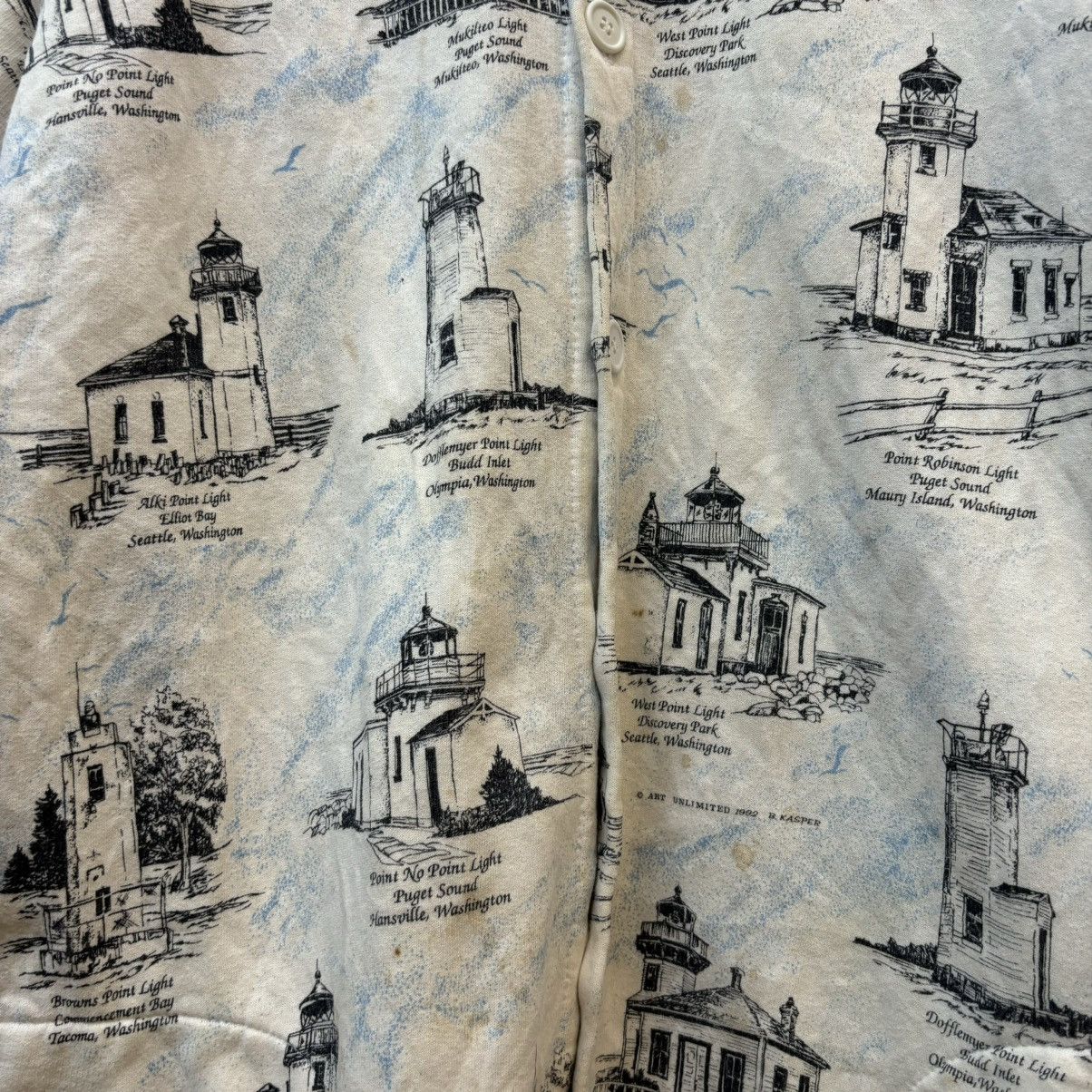 Vintage Vintage Washington State Lighthouses All Over Print Sweater Size US XL / EU 56 / 4 - 8 Thumbnail