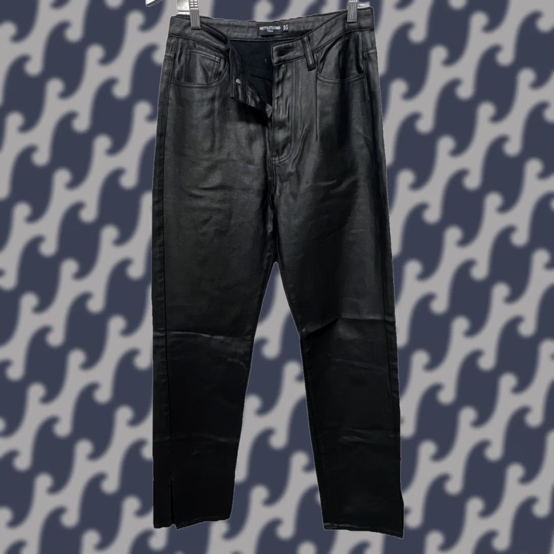 PrettyLittleThing VINTAGE PrettyLittleThing Tall Faux Leather Pants Women US 6 Black High Rise Pants Size 28" / US 6 / IT 42 - 1 Thumbnail
