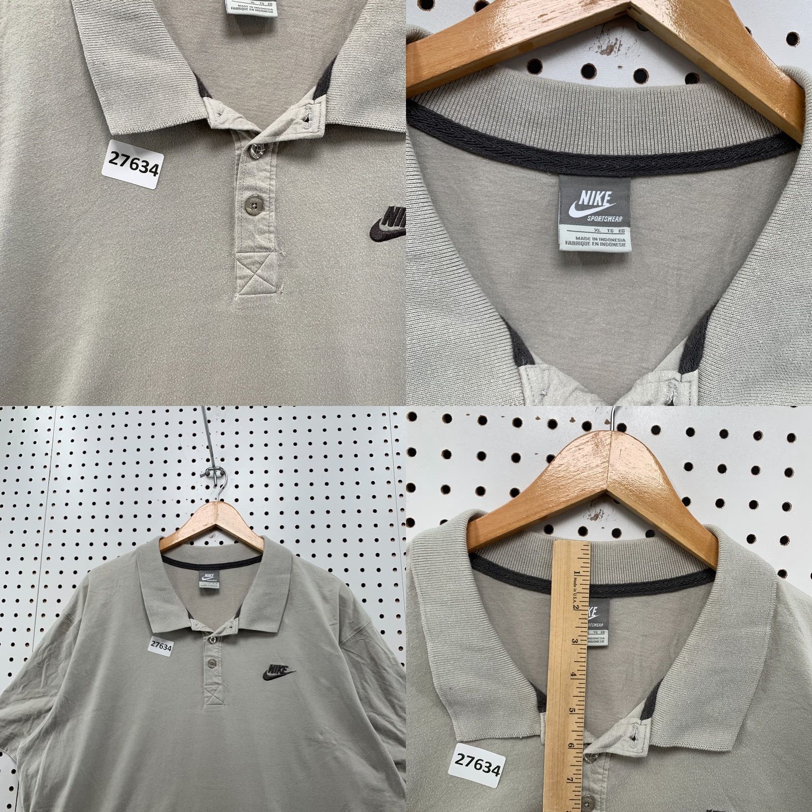 Nike VINTAGE Nike Sportswear Collared Polo Shirt Gray Swoosh Mens XL 24x33 Size US XL / EU 56 / 4 - 8 Thumbnail