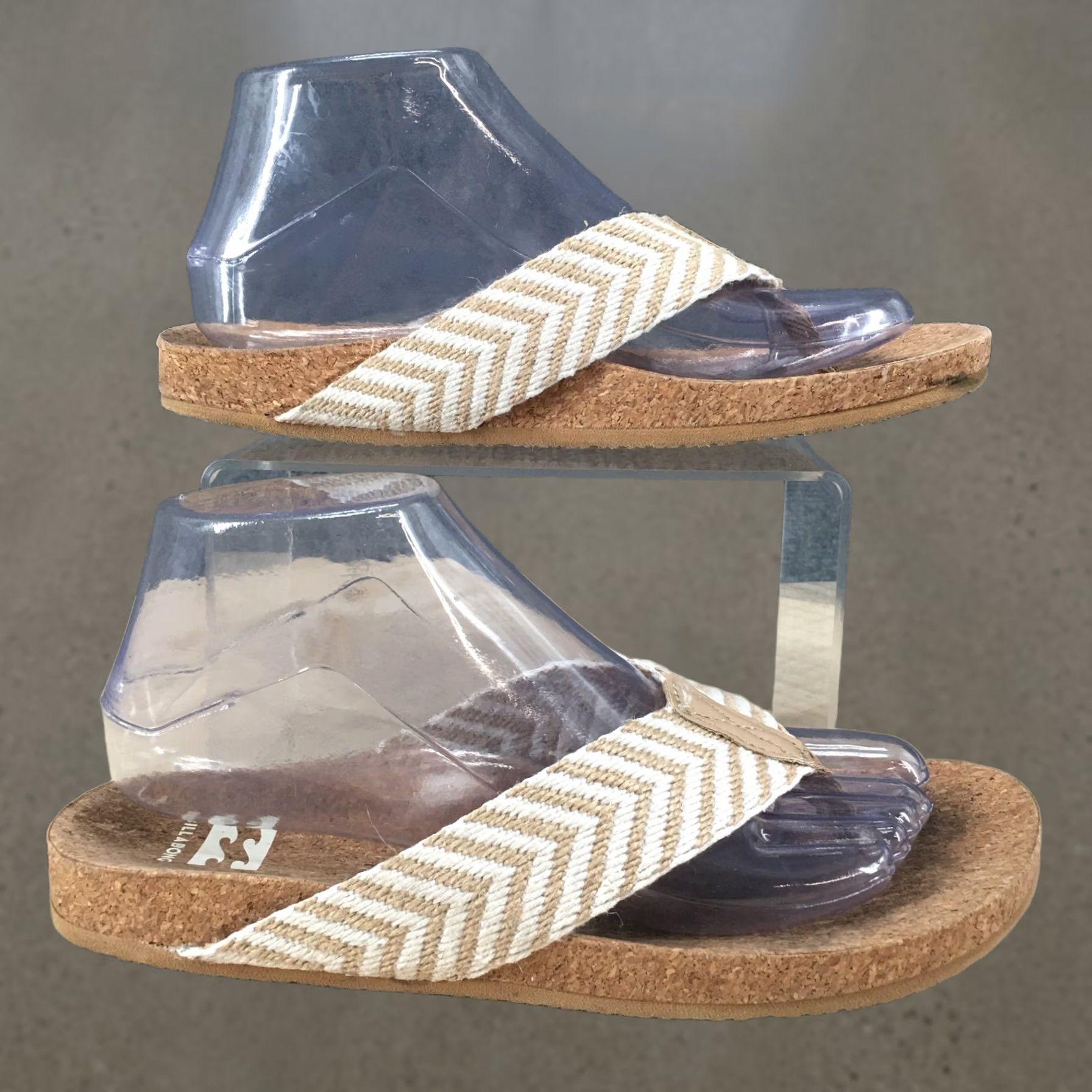 Billabong Billabong Sandals Womens 8 Kailani Chevron Slip On Flip Flops Flats Brown Fabric Size US 8 / IT 38 - 1 Thumbnail