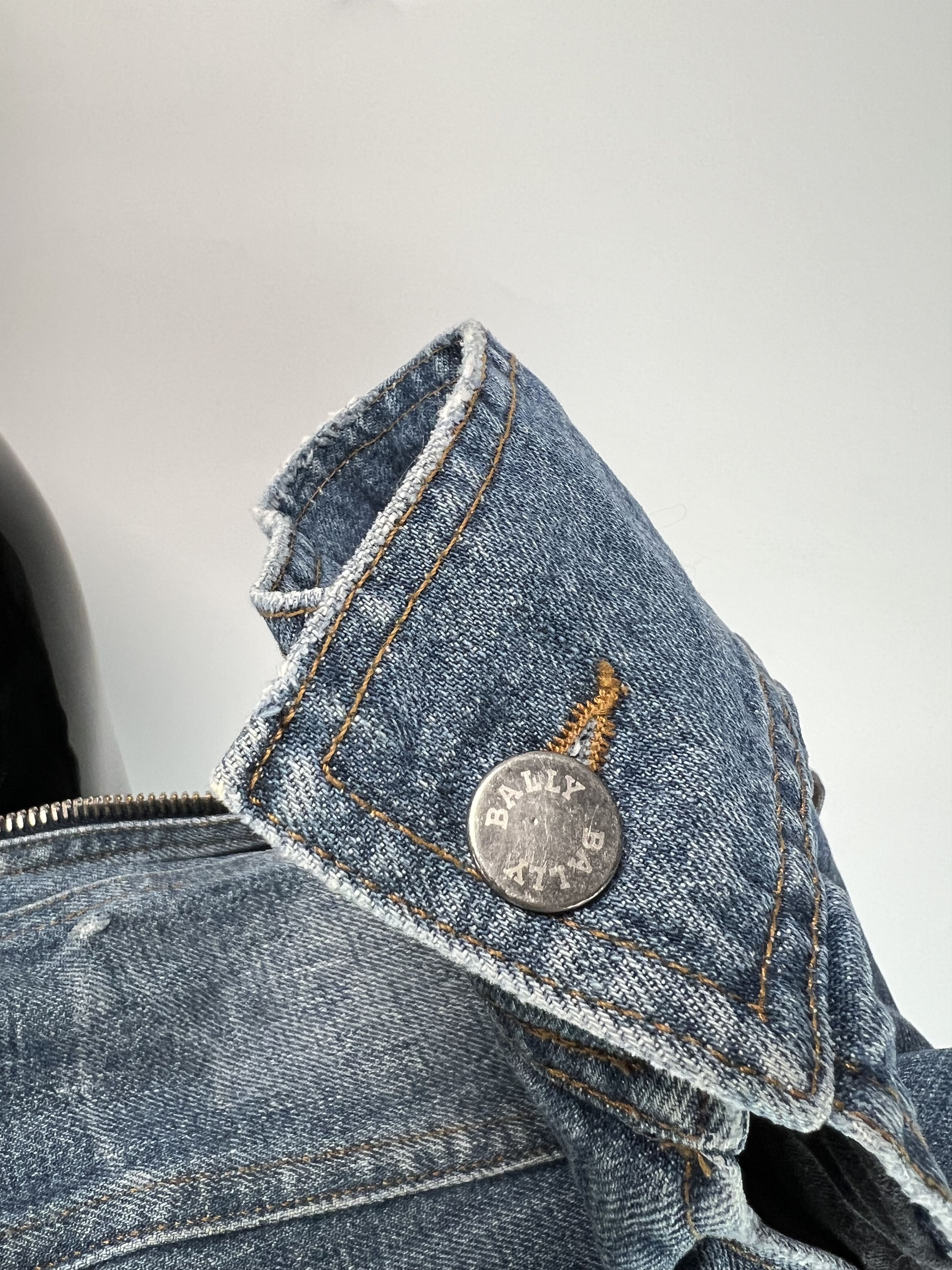 Bally Bally Rare Vtg Full Zip Distressed Denim Biker Jacket M/L Size US L / EU 52-54 / 3 - 14 Thumbnail