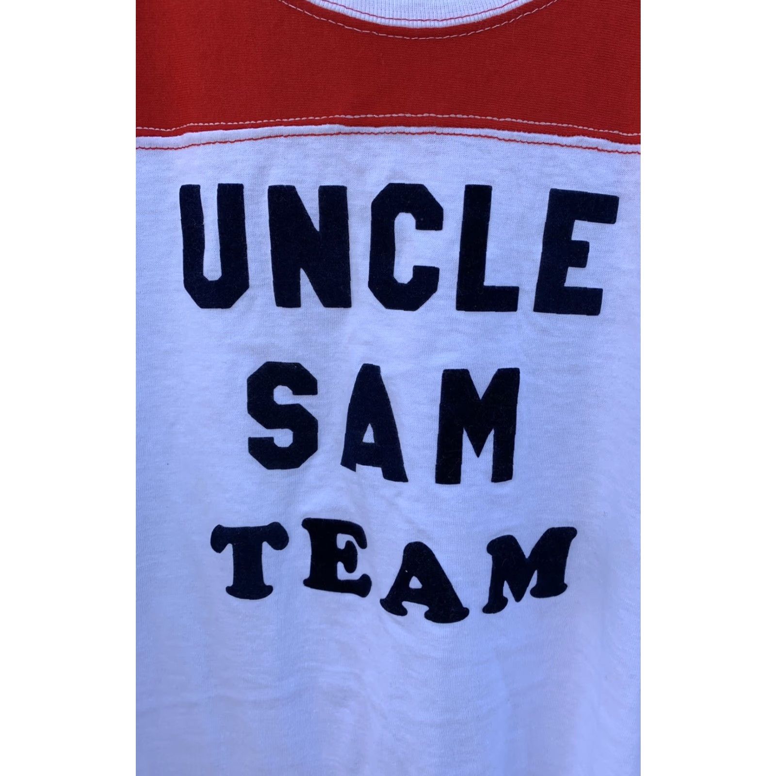 Vintage VINTAGE Uncle Sam Team iron on lettering jersey style t shirt tee size M L Size US M / EU 48-50 / 2 - 5 Thumbnail
