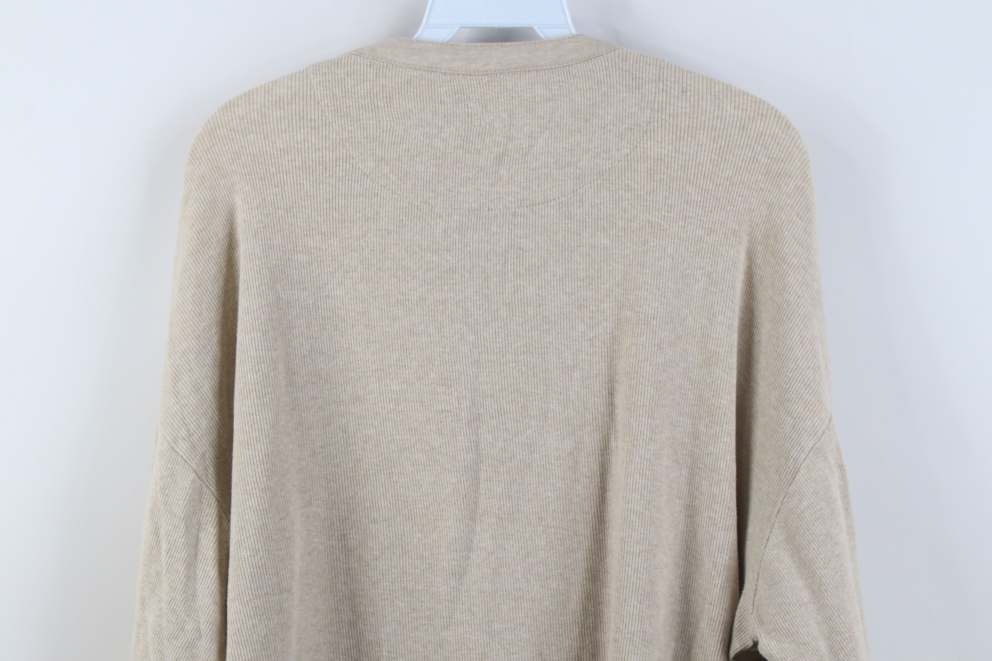 Lee Vintage 90s Y2K Lee Dungarees Knit Henley T-Shirt Beige Size US L / EU 52-54 / 3 - 12 Thumbnail
