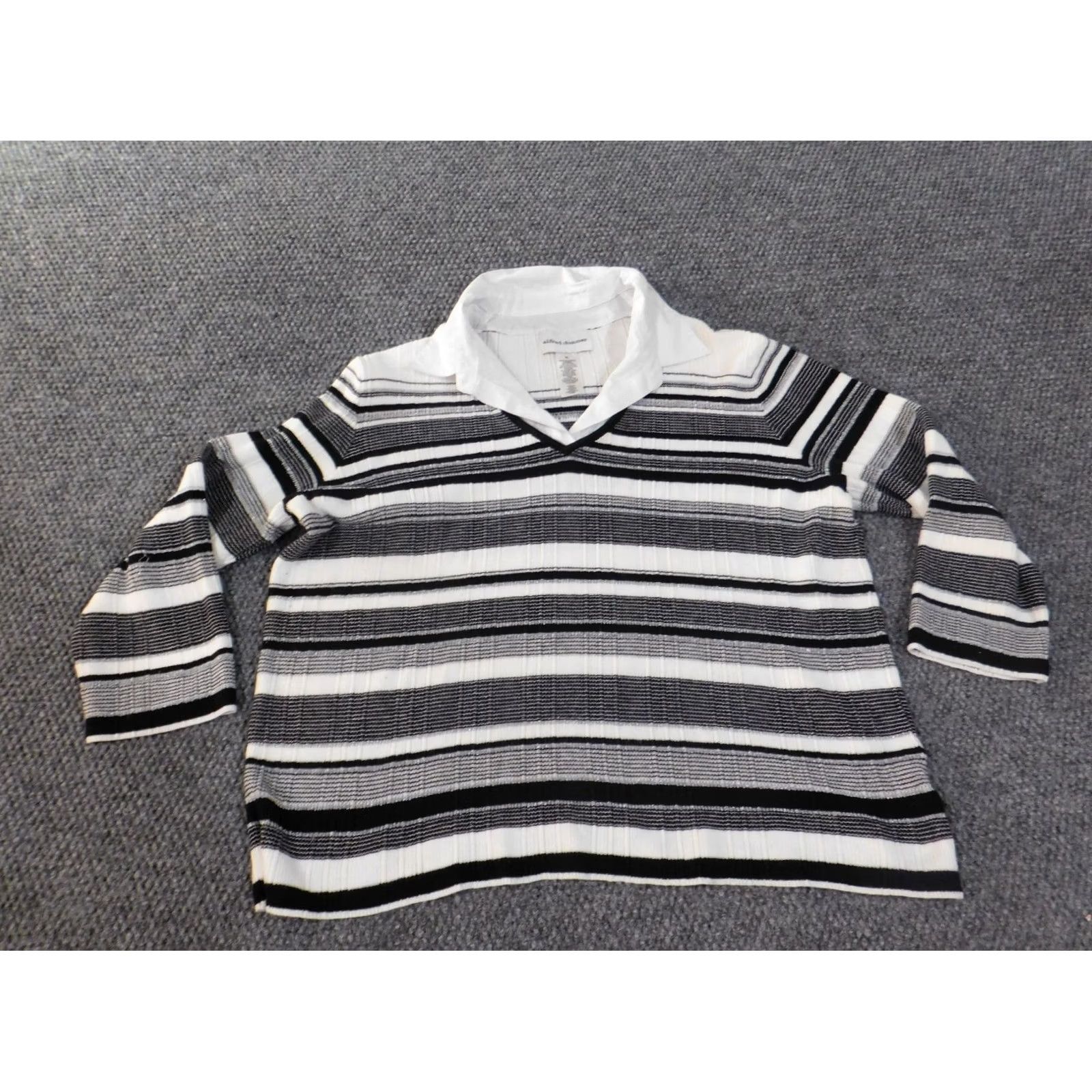 Vintage Alfred Dunner Sweater XL Gray Pullover Womens Stretch Cotton Rayon Raglan Sleeve Casual Long Sleeve Knit Collared Modern American Size XL / US 12-14 / IT 48-50 - 2 Thumbnail