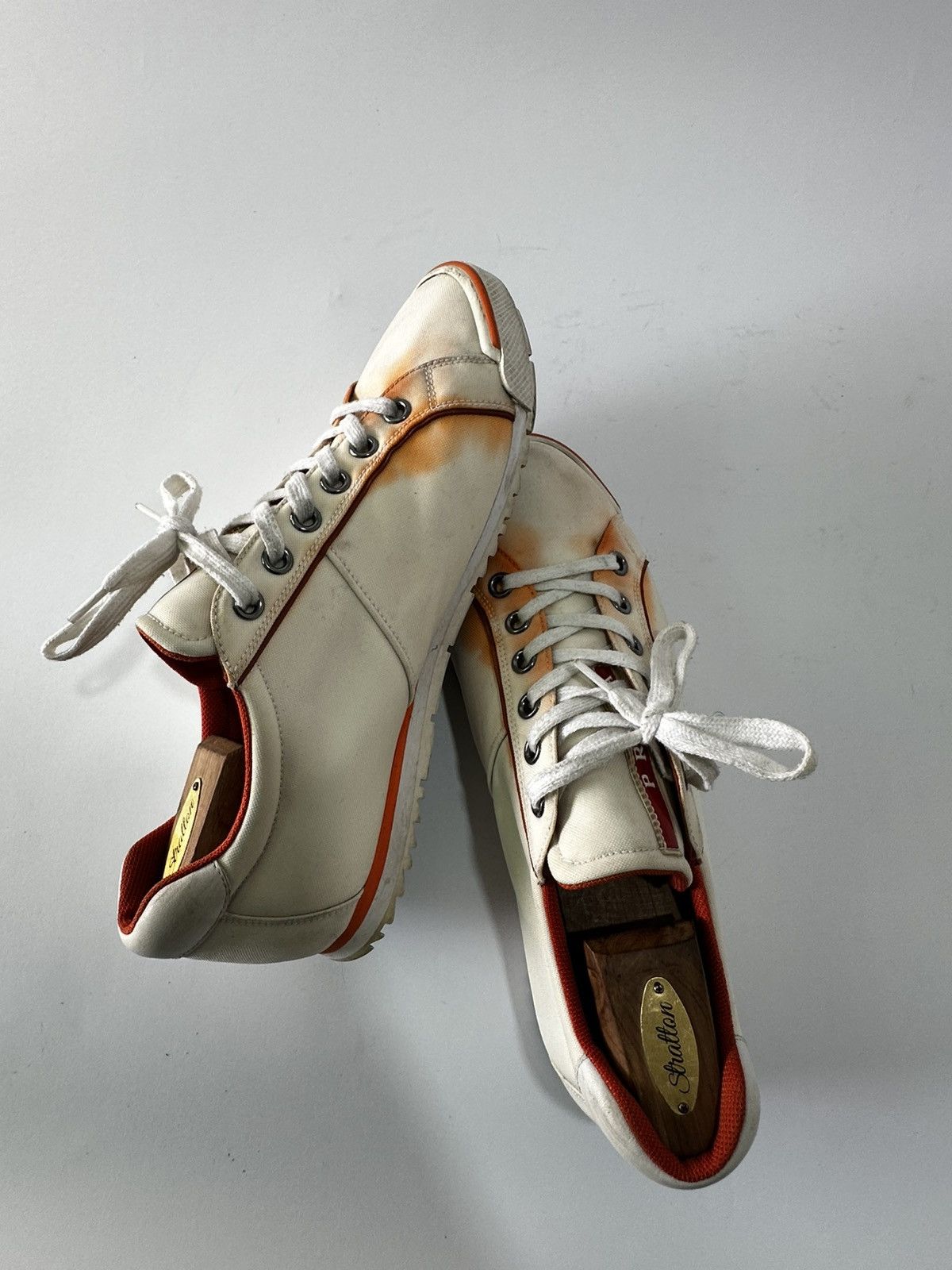 Prada PRADA SNEAKERS SHOES 4E2719 WHITE RED ORANGE LINEA ROSSA Size US 9 / EU 42 - 4 Thumbnail