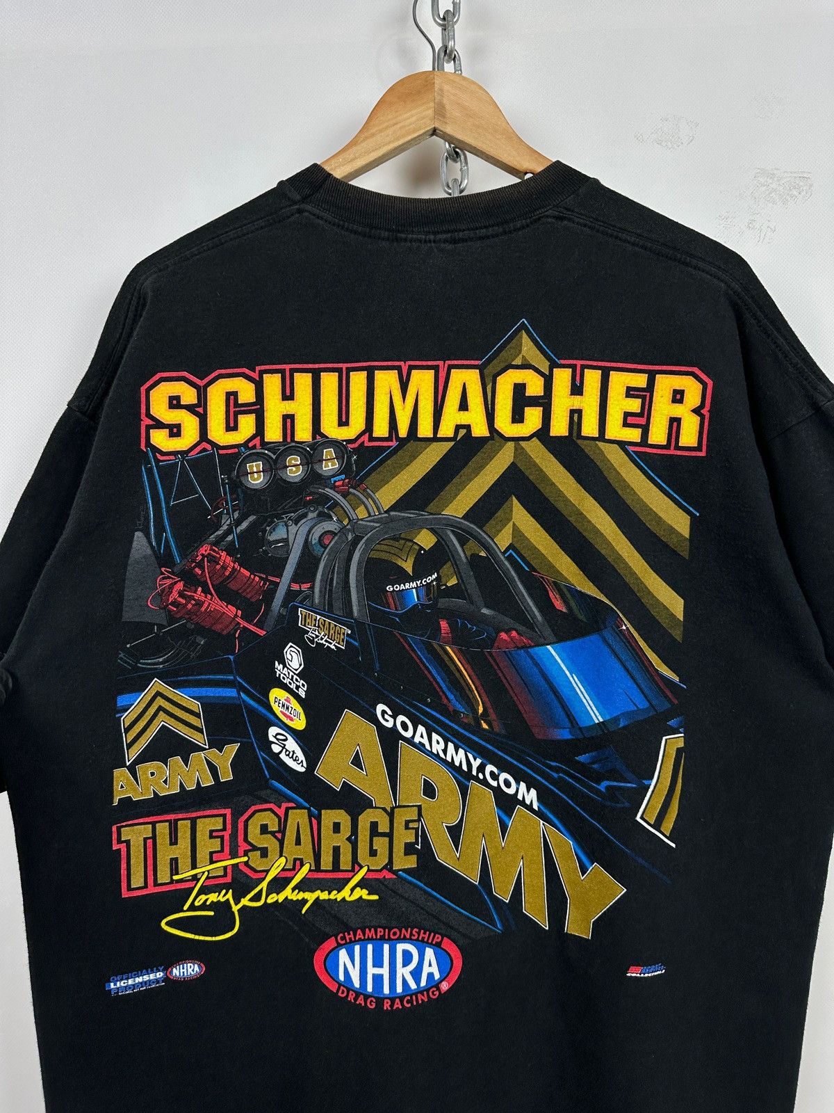 NASCAR Vintage Tony Schumacher US Army Drag Racing NHRA T-Shirt Size US XL / EU 56 / 4 - 8 Thumbnail