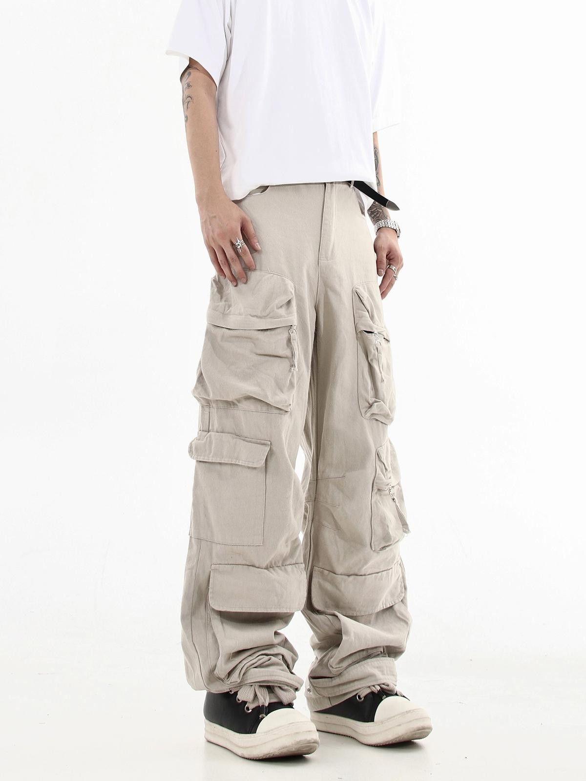 Japanese Brand Beige Baggy Multi Pocket Pleated Cargo Pants Size 28" / US 6 / IT 42 - 1 Thumbnail