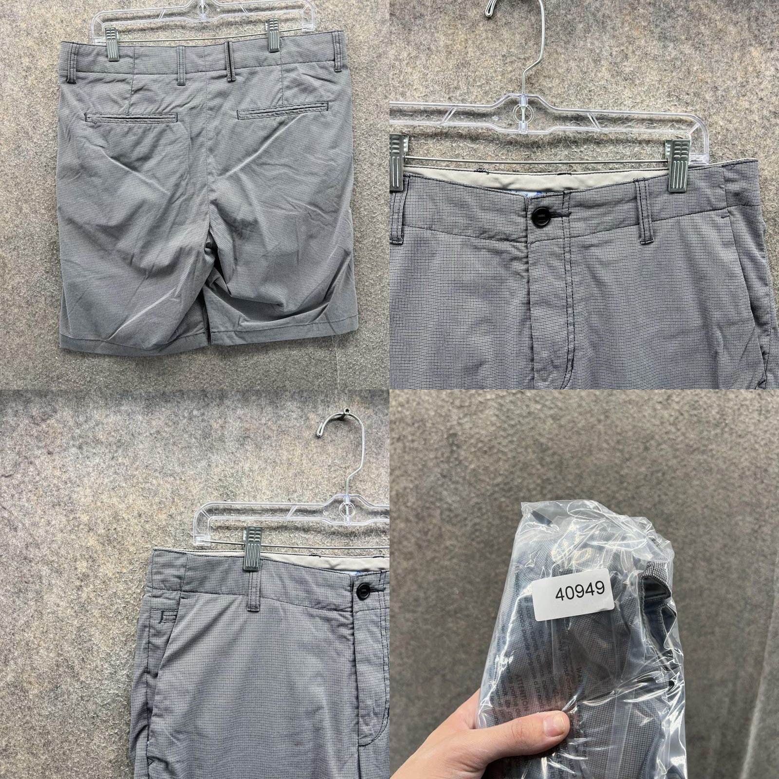 Tommy Bahama Tommy Bahama Shorts Mens 33 Gray Check Stretch Chino Flat Front 9 Inseam Casual Size US 33 - 8 Thumbnail