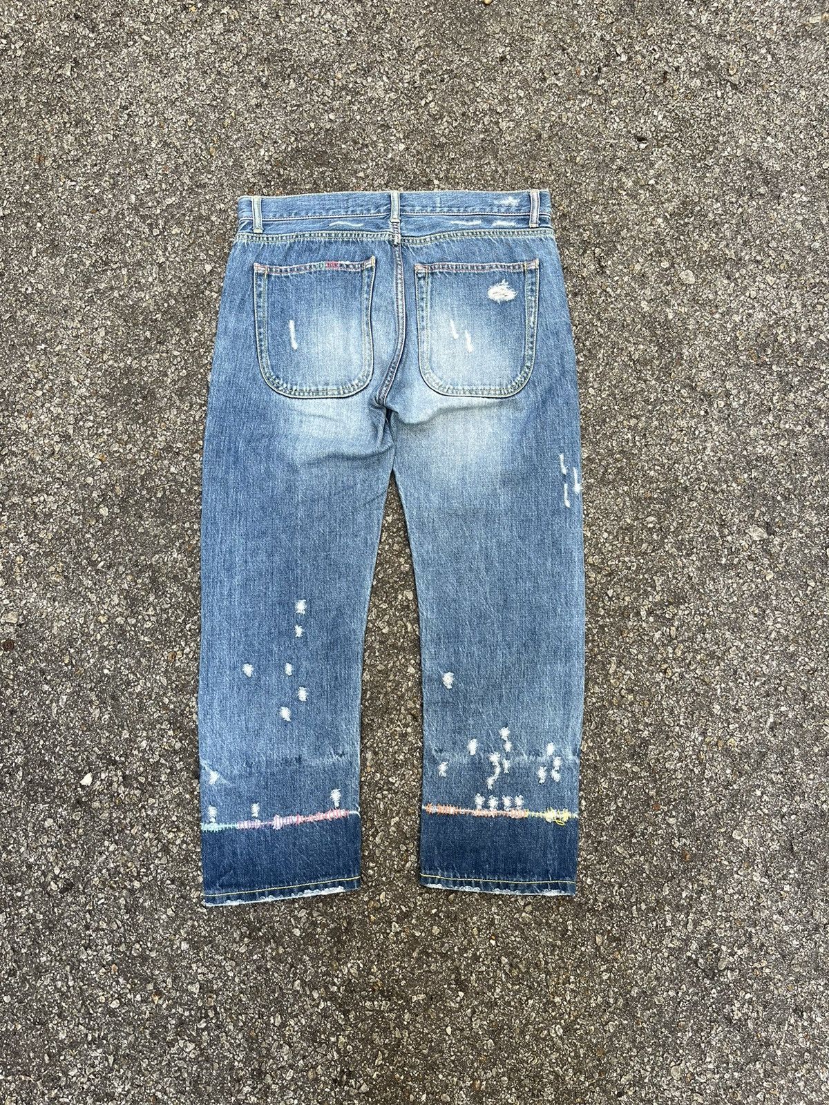 Issey Miyake TSUMORI CHISATO DISTRESSED DENIM LOW RISE JEANS Size US 30 / EU 46 - 11 Thumbnail