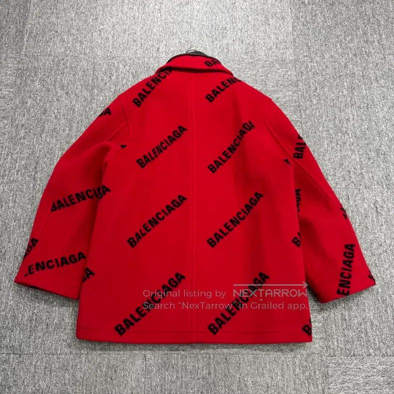 Balenciaga Balenciaga Leather Collar All-Over Printed Wool Blazer Size US S / EU 44-46 / 1 - 5 Thumbnail
