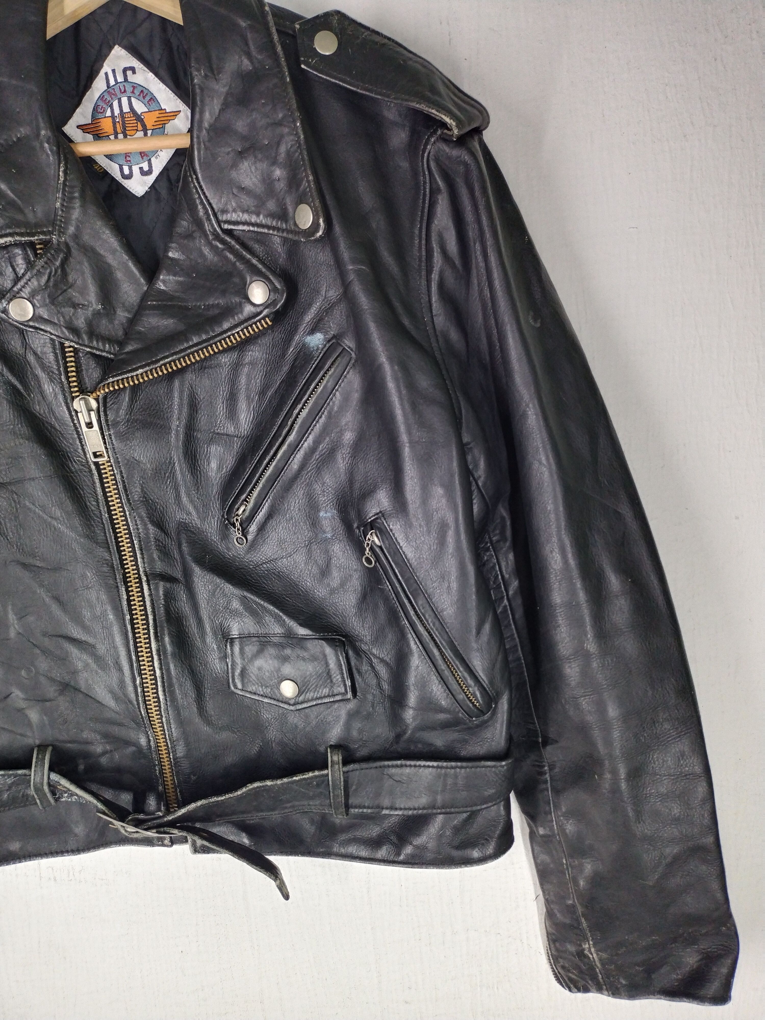 Genuine Leather Vintage Genuine Wear Double Leather Motorcycle Jacket Rare Size US M / EU 48-50 / 2 - 7 Thumbnail