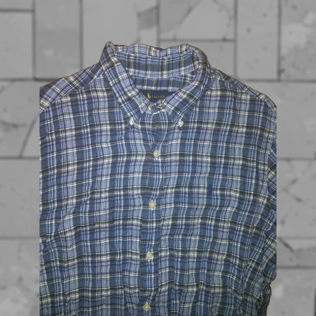 Ralph Lauren Ralph Lauren Plaid Button-Down Shirt Mens L Linen Blue Multicolor Long Sleeve Shirt Size US L / EU 52-54 / 3 - 1 Thumbnail