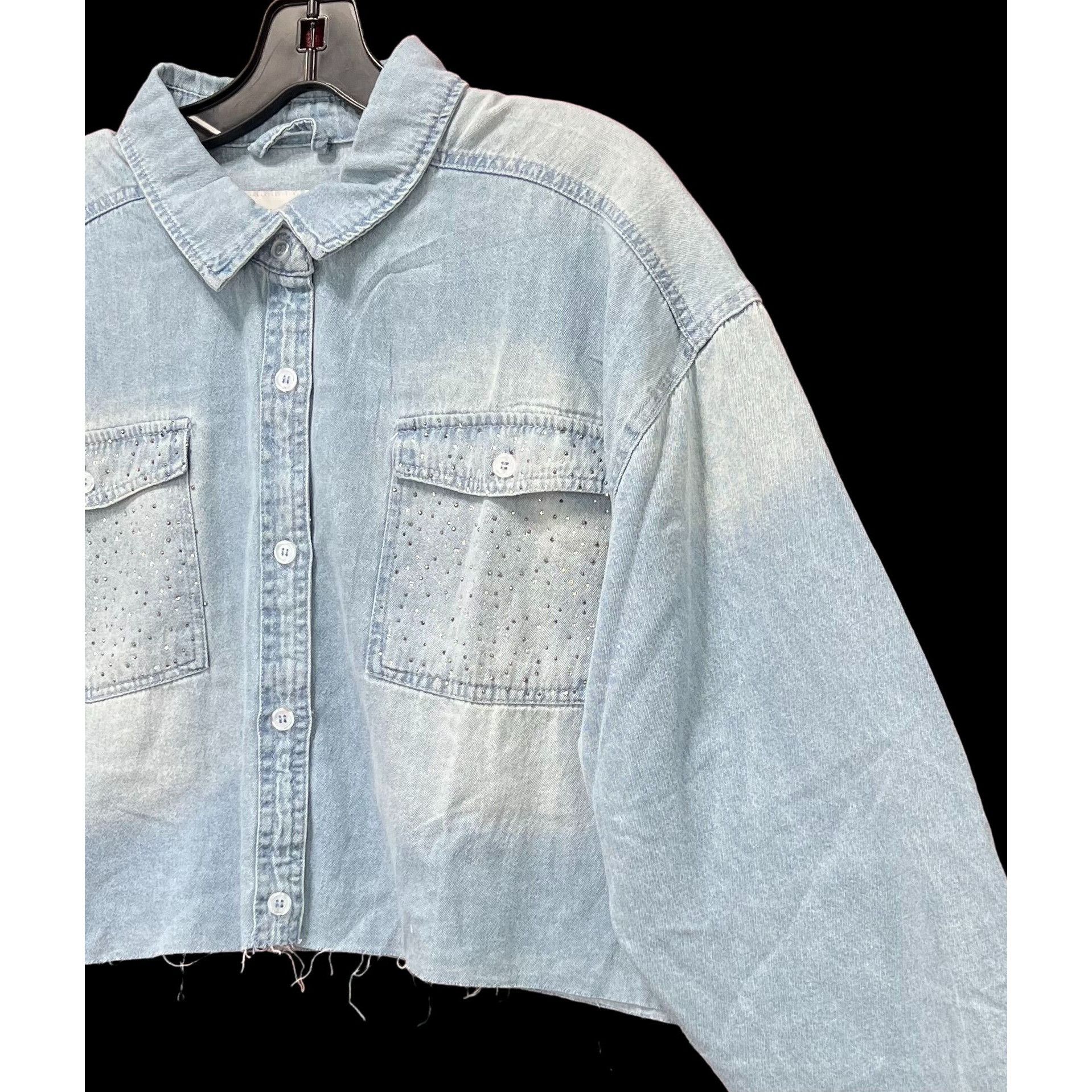 rue21 Rue 21 - Women's Chambray Long Sleeve Button Down Shirt With Size XL / US 12-14 / IT 48-50 - 15 Thumbnail