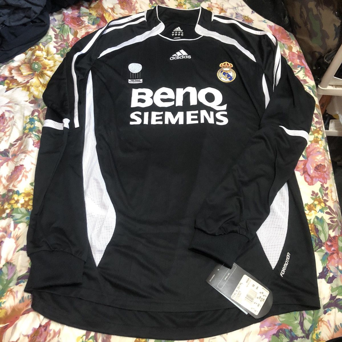 image of Adidas x Bloke Real Madrid 06/07 Player Issue Away Longsleeves Shirt in Black, Men's (Size XL)