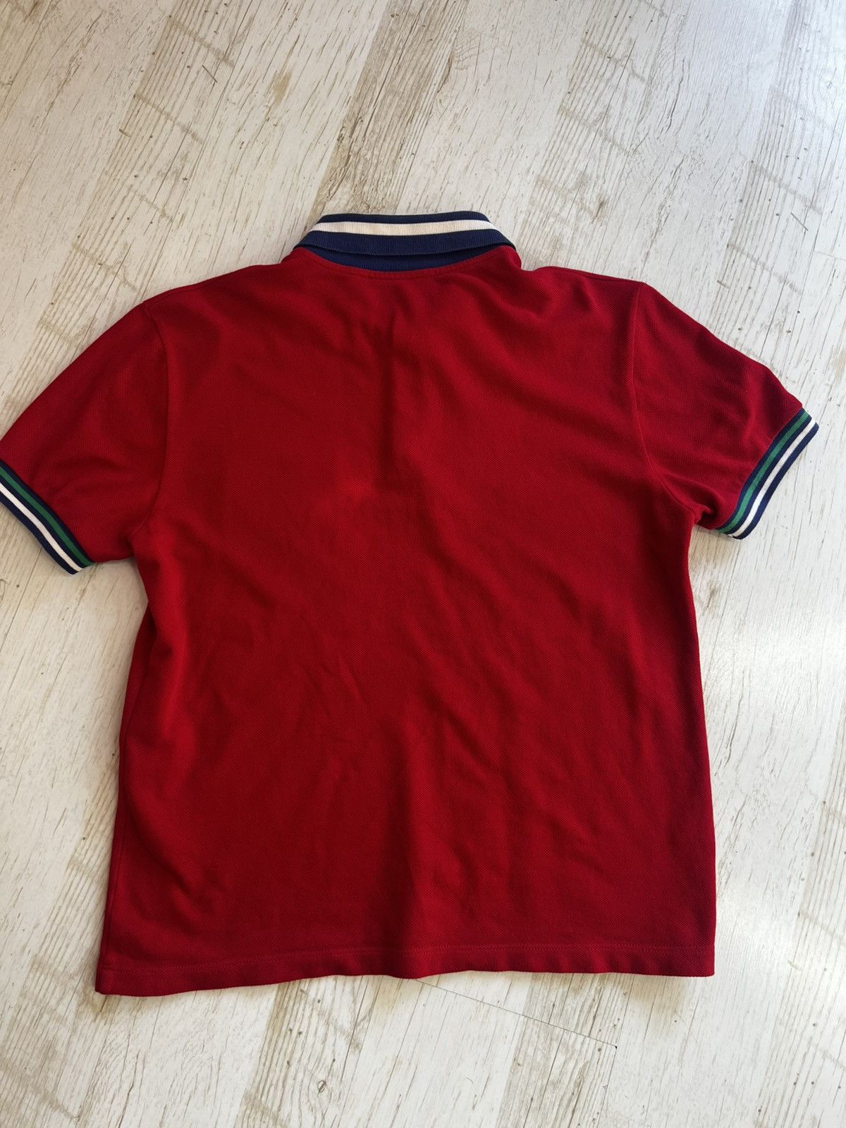 Gucci Gucci Red Cotton Pique Contrast Detail Polo T-Shirt M Size US M / EU 48-50 / 2 - 7 Thumbnail