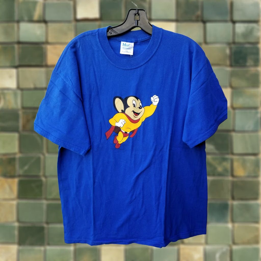 Vintage VINTAGE Mighty Mouse Viacom Shirt Large Men Blue 90s T-Shirt Short Sleeve M&O Knitsك Size US L / EU 52-54 / 3 - 1 Thumbnail