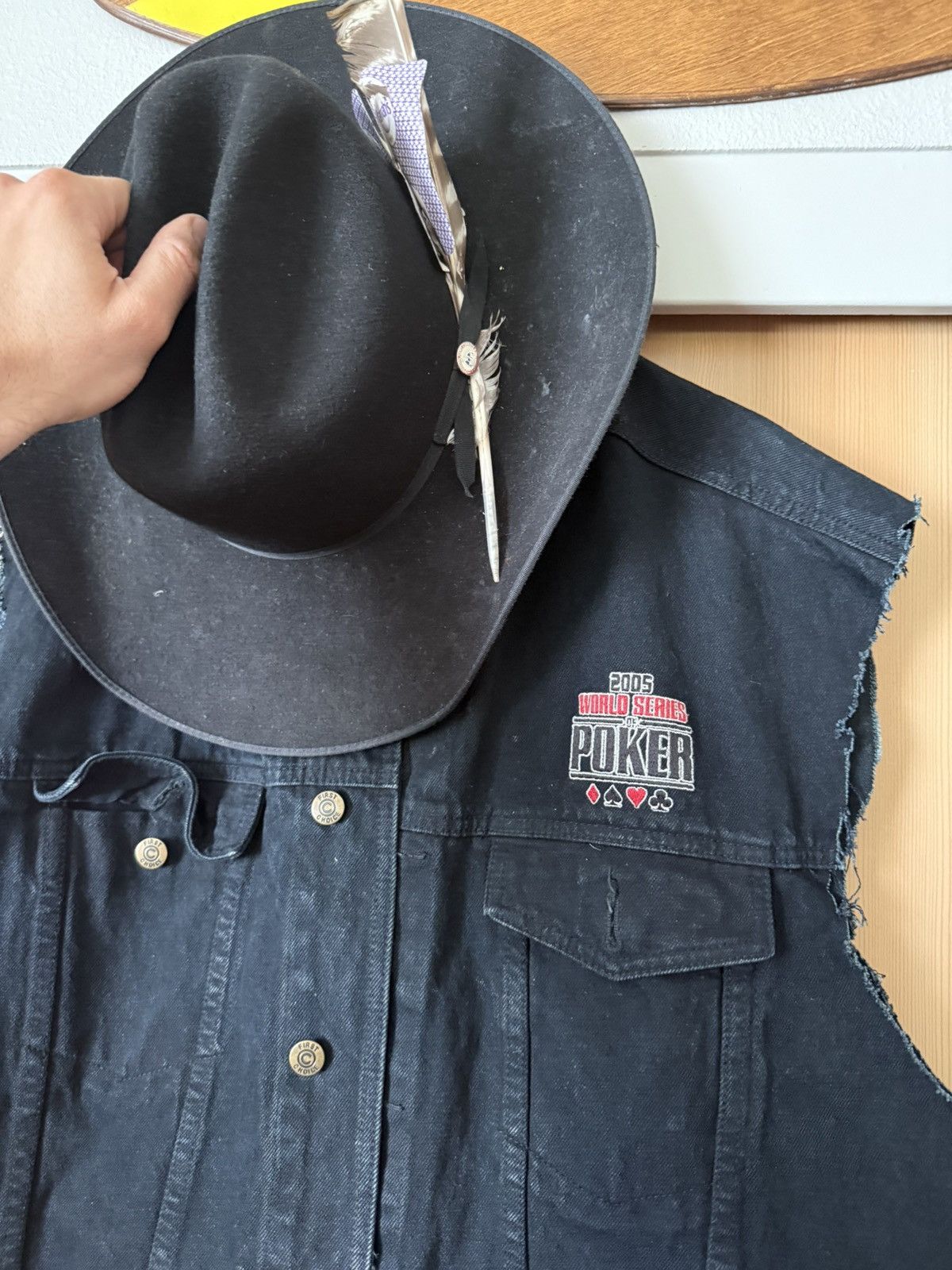 Vintage ⚡️⚡️ VINTAGE WSOP DENIM JACKET CUT OFF ⚡️⚡️ Size US XL / EU 56 / 4 - 5 Thumbnail