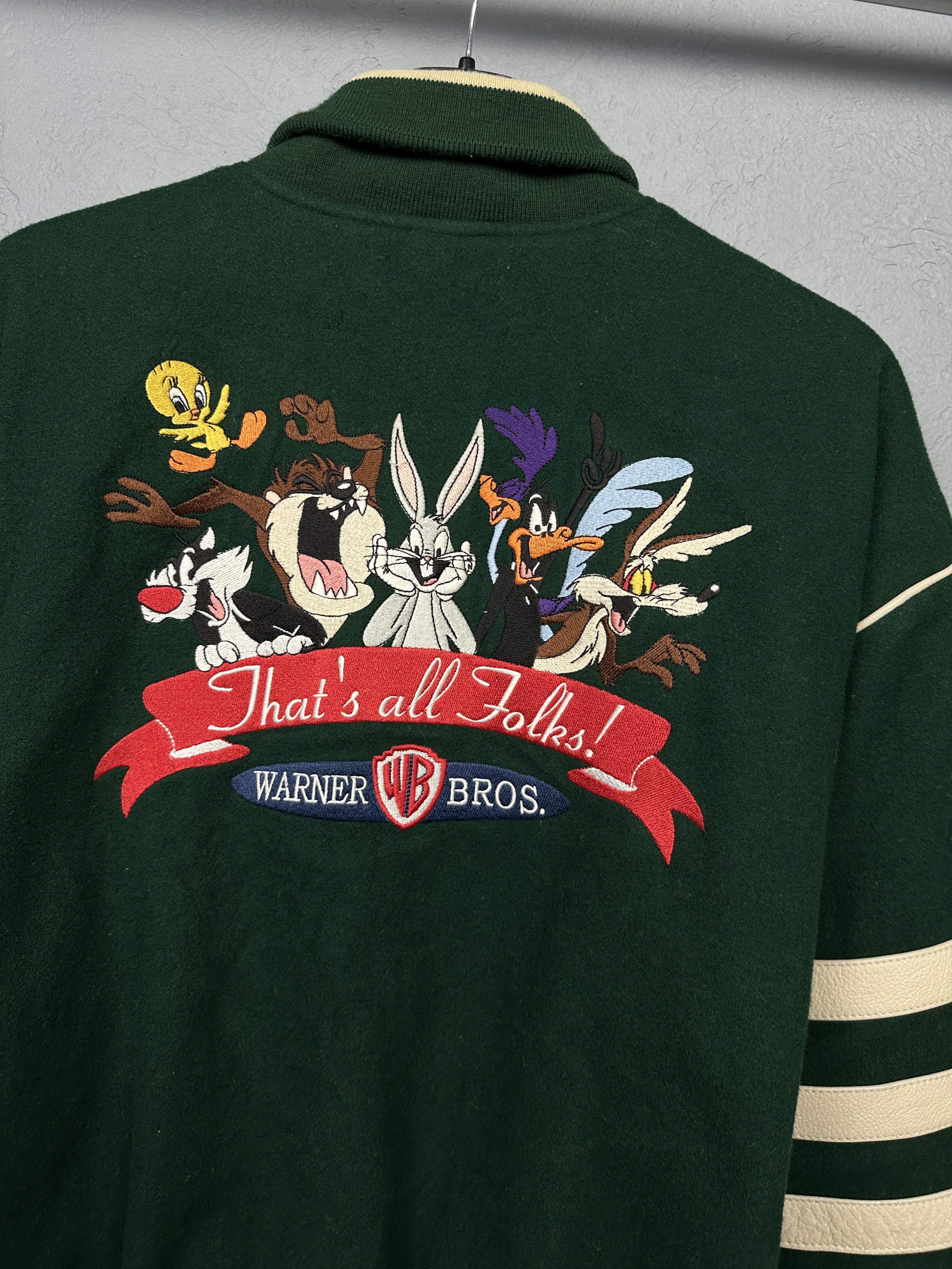 Warner Bros Warner Bros 90s Vintage Mens Varsity Wool Bomber Jacket Size US XS / EU 42 / 0 - 2 Thumbnail