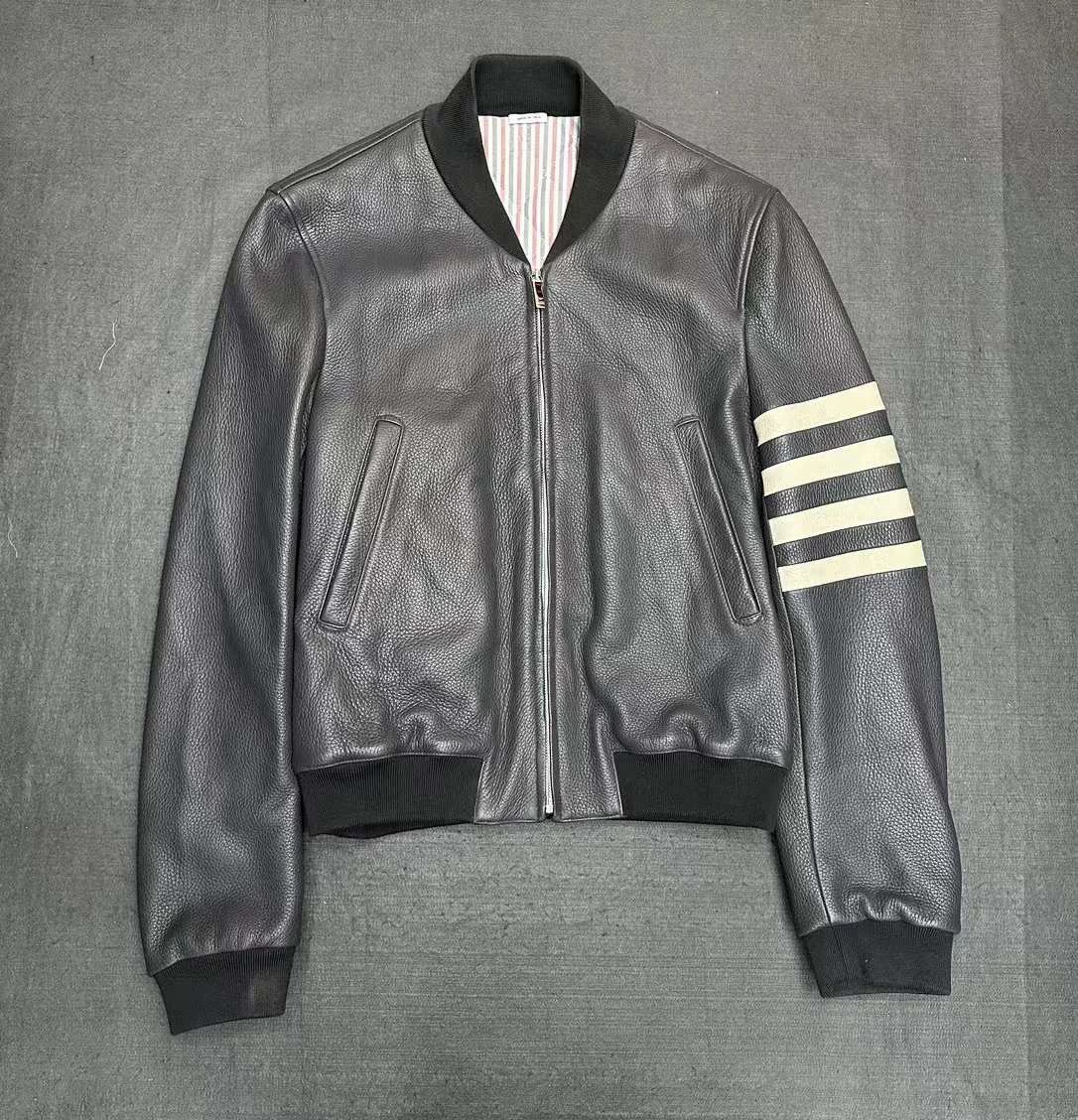 Thom Browne Thom Browne TB Leather Varsity Bomber Jacket Size US M / EU 48-50 / 2 - 1 Thumbnail