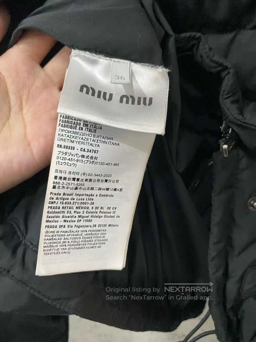 Miu Miu black puffer coat with leather collar. Size S / US 4 / IT 40 - 7 Thumbnail