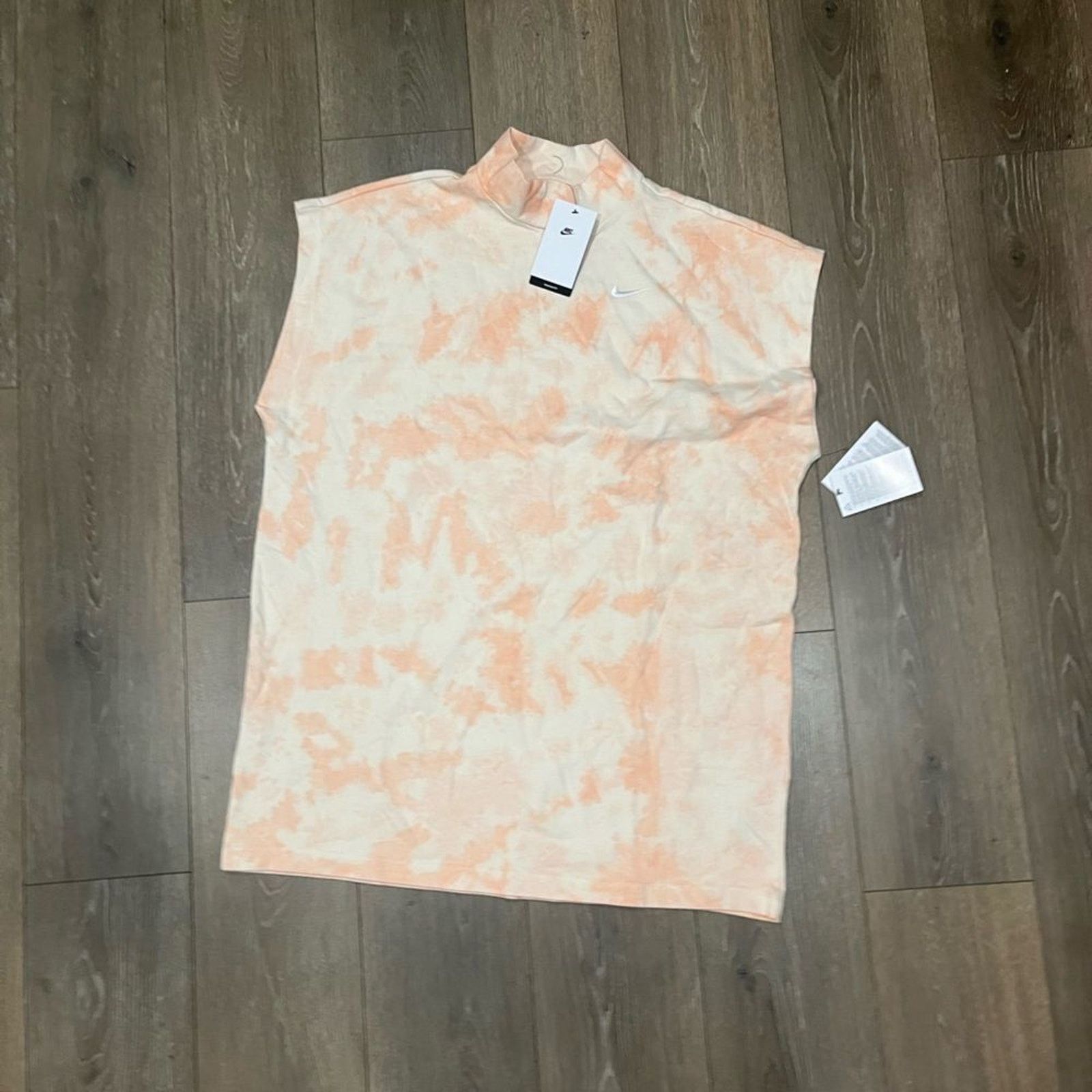 Nike NWT Nike Womens Peach Tie-Dye Mock Neck Shirt - Size L Size L / US 10 / IT 46 - 1 Thumbnail