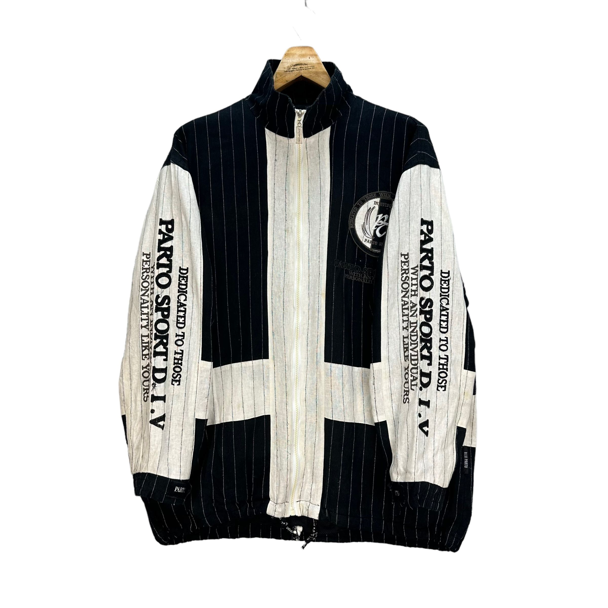 Japanese Brand PARTO SPORT STRIPED BIG LOGO JACKET #7815-179 Size US L / EU 52-54 / 3 - 9 Thumbnail