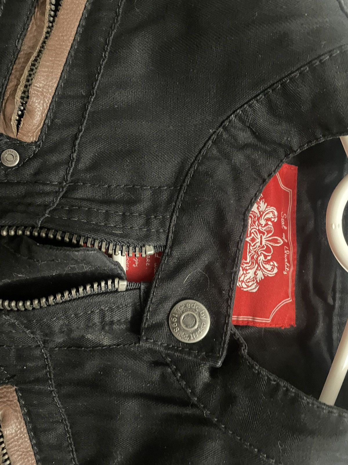 ESPIRIT × Esprit × Vintage Black denim with brown leather detaied jacket Size M / US 6-8 / IT 42-44 - 3 Thumbnail