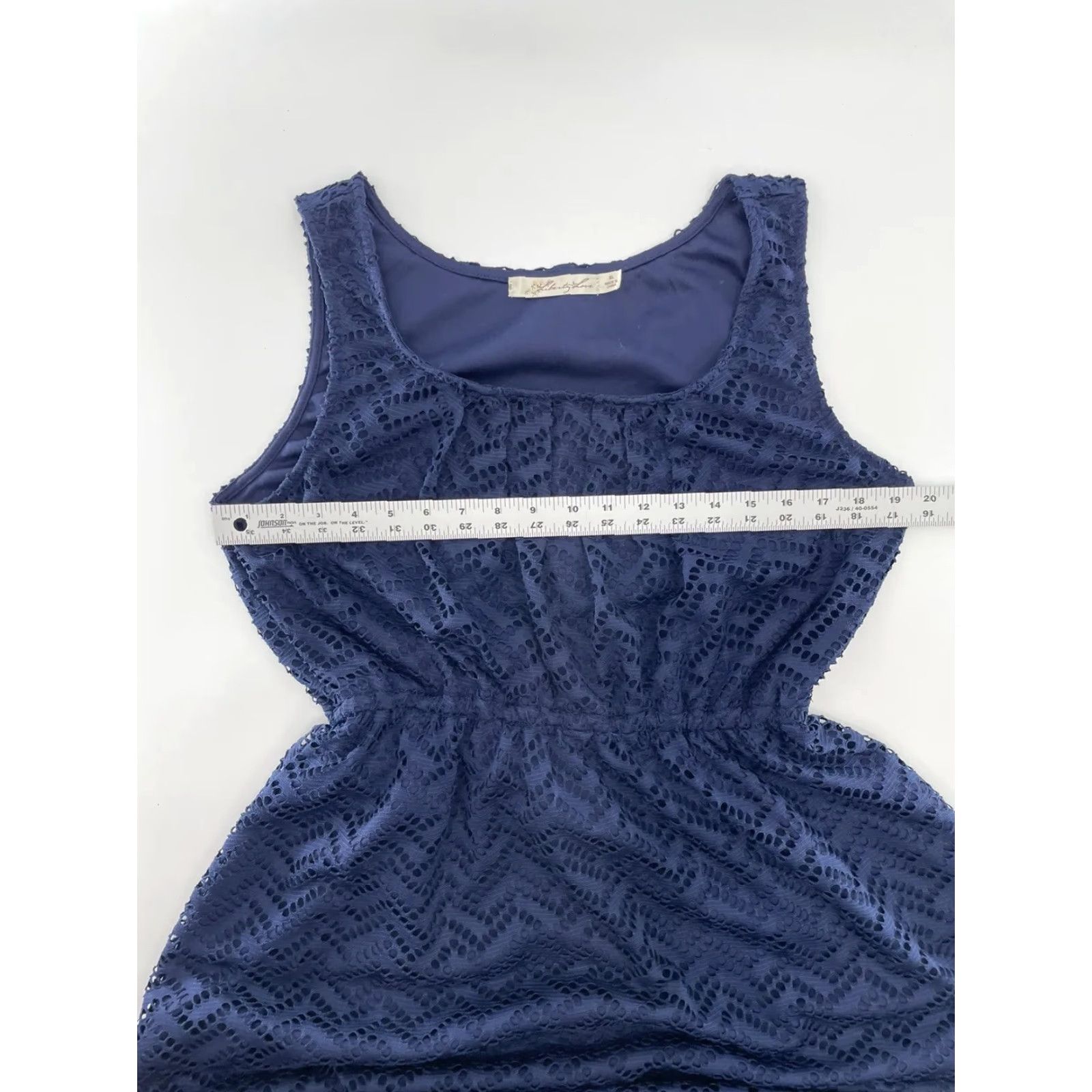 Vintage Liberty Love Women’s Navy Blue Lacy Maxi Dress XL Plus Size Sleeveless Lace Fit & Flare Long Casual Womens Size XL / US 12-14 / IT 48-50 - 7 Thumbnail