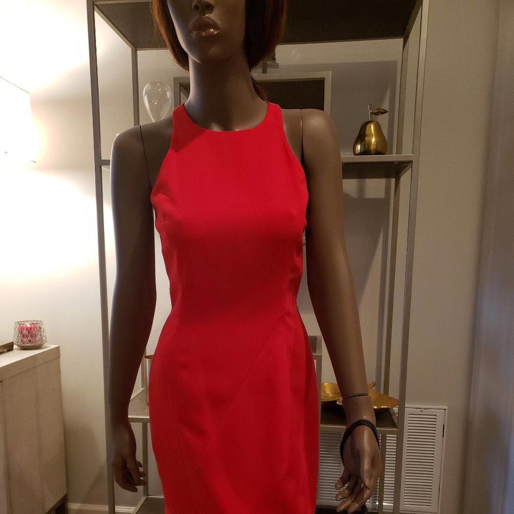 Designer NWT JAYGodfrey Red Sheath Dress w/Asymmetrical Hem Size M / US 6-8 / IT 42-44 - 1 Thumbnail