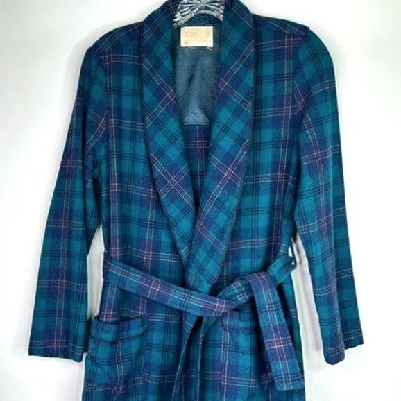 Pendleton VINTAGE Pendleton Wool Blue Plaid_Tartan Robe Shirt? Size ONE SIZE - 2 Thumbnail