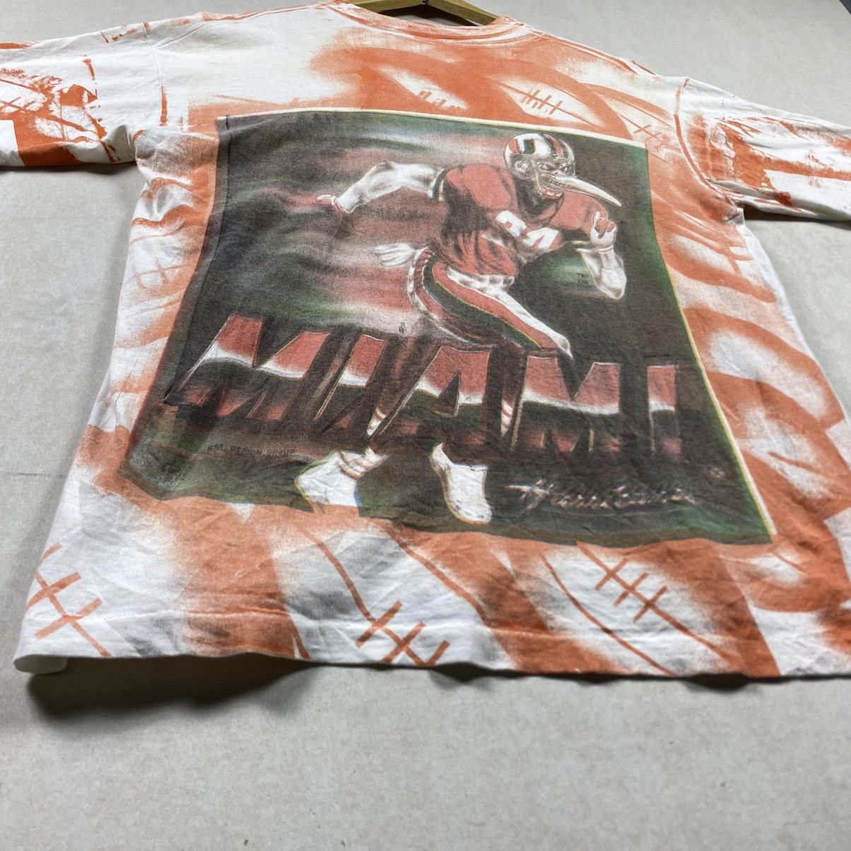 NBA × Vintage Vintage 90s Miami Hurricanes NCAA Single Stitch NFL Size US XL / EU 56 / 4 - 12 Thumbnail