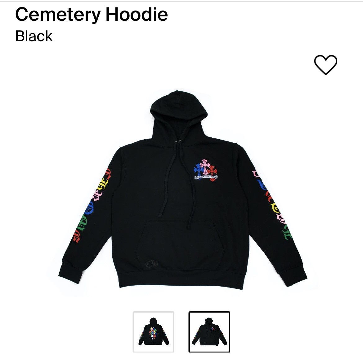 image of Chrome Hearts Chrome Heart Multi Color Cross Cemetery Hoodie in Black, Men's (Size XL)