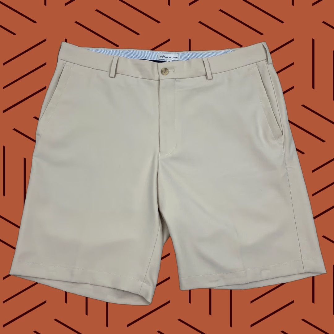 Peter Millar VINTAGE Peter Millar Salem Shorts Mens 35 x 9 Beige Active Performance Golf High Drape Size US 35 - 1 Thumbnail